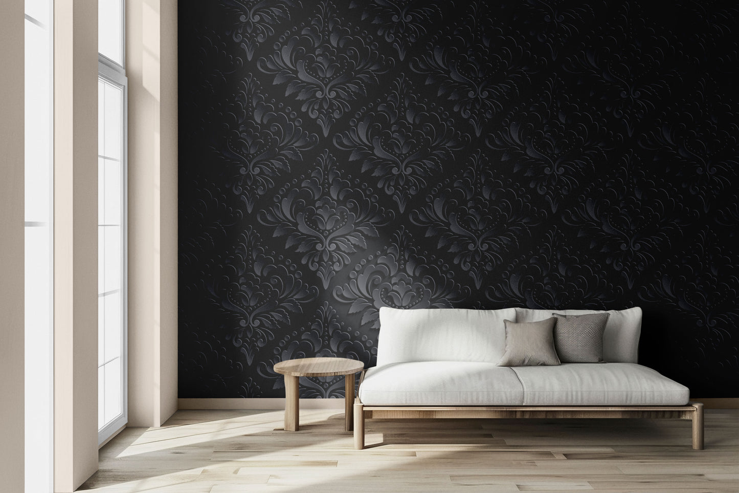Darkened Damask Peel & Stick Wallpaper