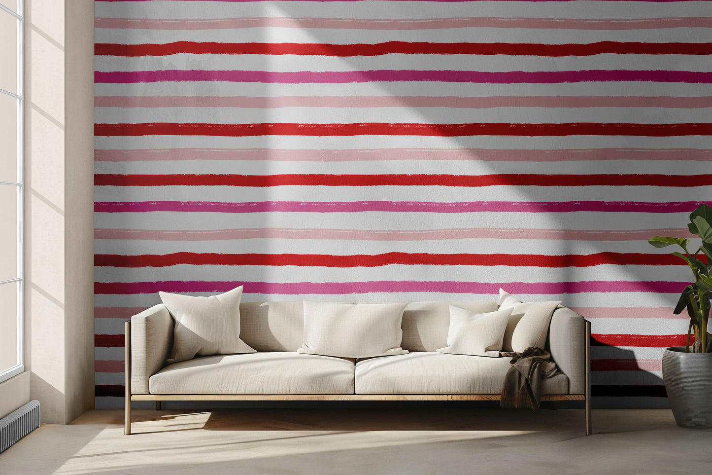 French Rose Stripes Peel & Stick Wallpaper