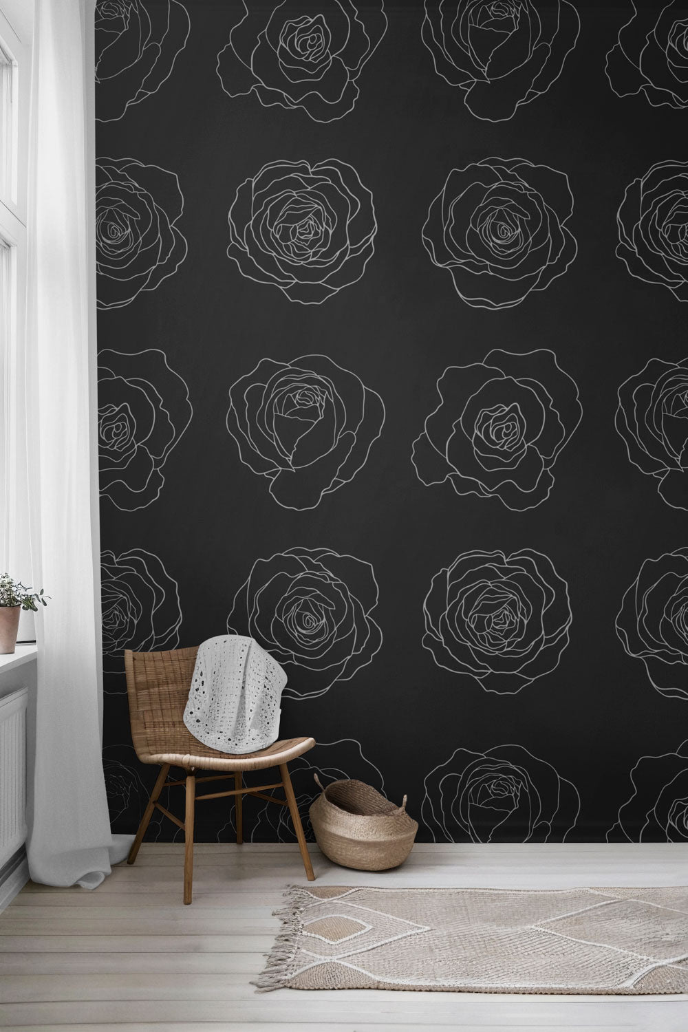 Lined Rose Peel & Stick Wallpaper