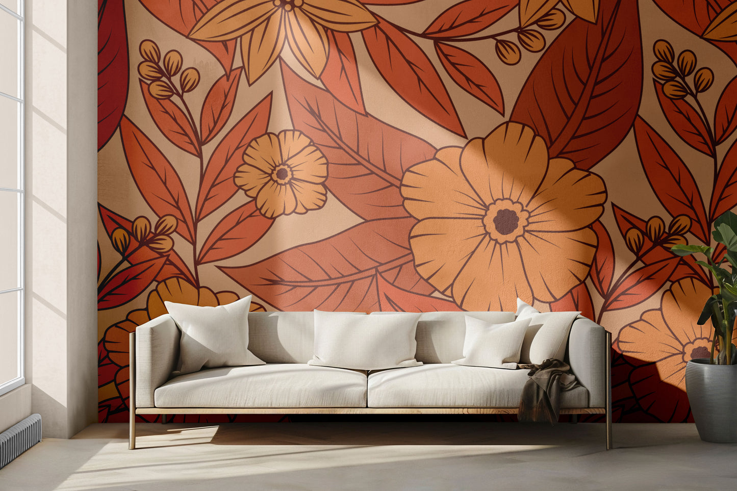 Peach Tropicana Peel & Stick Wallpaper