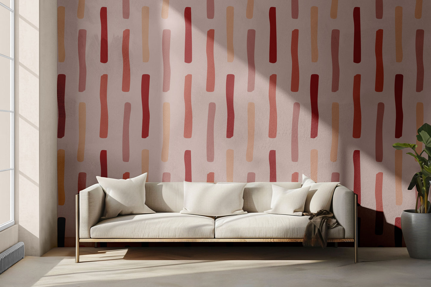 Pink Clay Stripes Peel & Stick Wallpaper