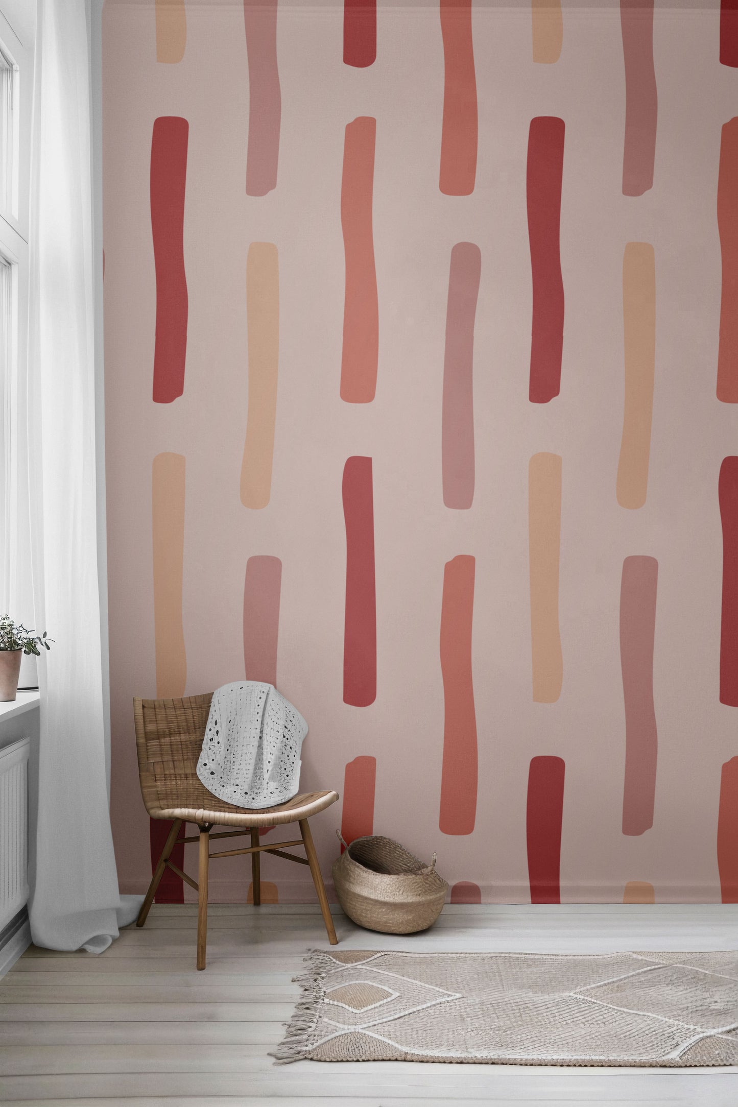 Pink Clay Stripes Peel & Stick Wallpaper