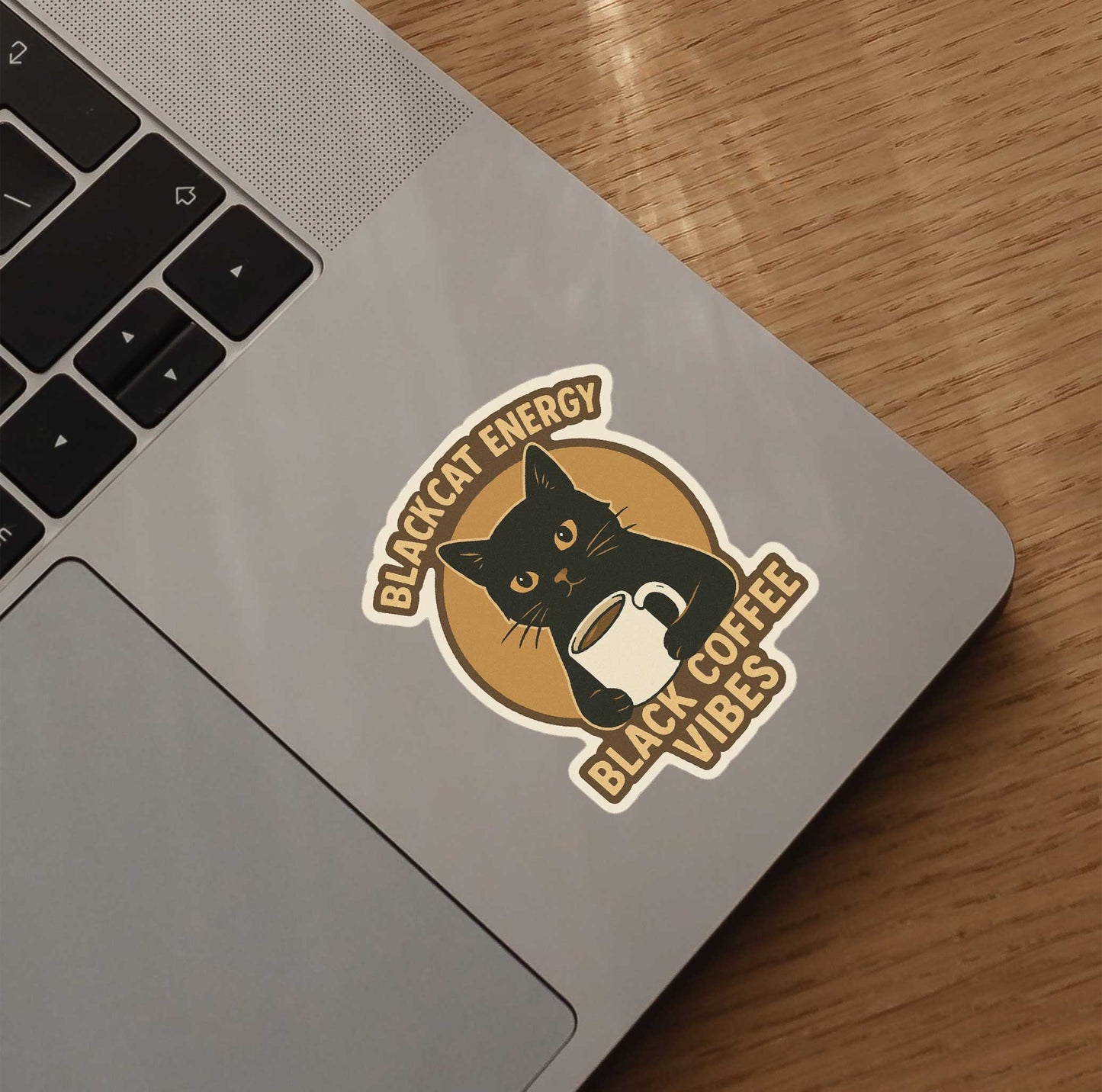 Black Cat Energy Black Coffee Vibes Sticker