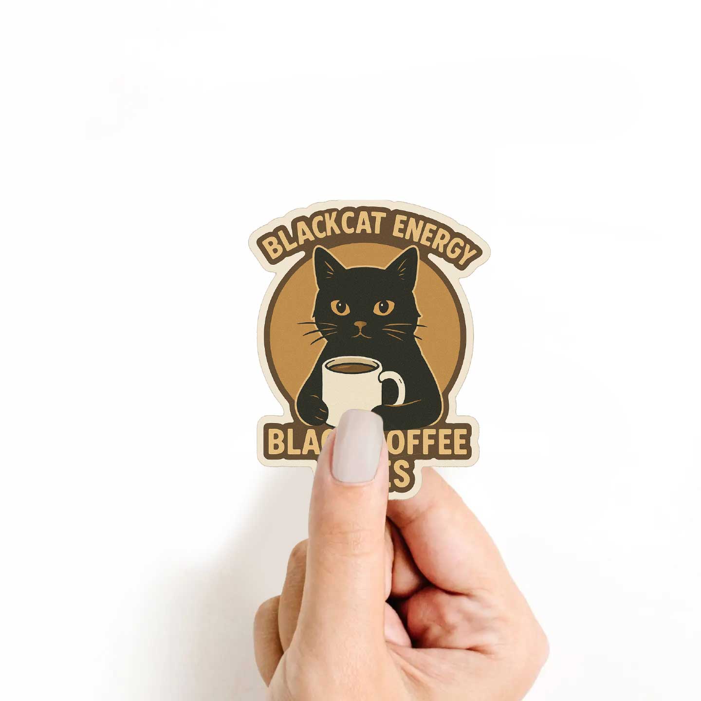 Black Cat Energy Black Coffee Vibes Sticker