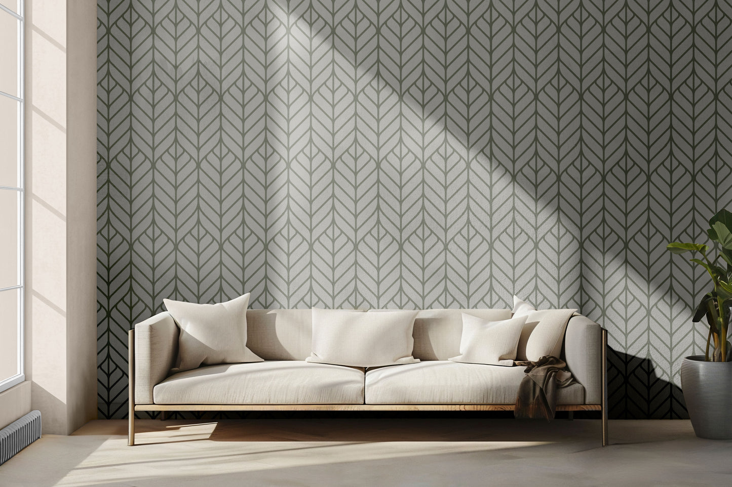 Sage Geoleaves Peel & Stick Wallpaper