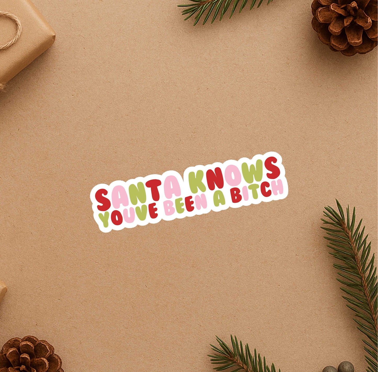 Santa Knows You've Been A Bitch Sticker