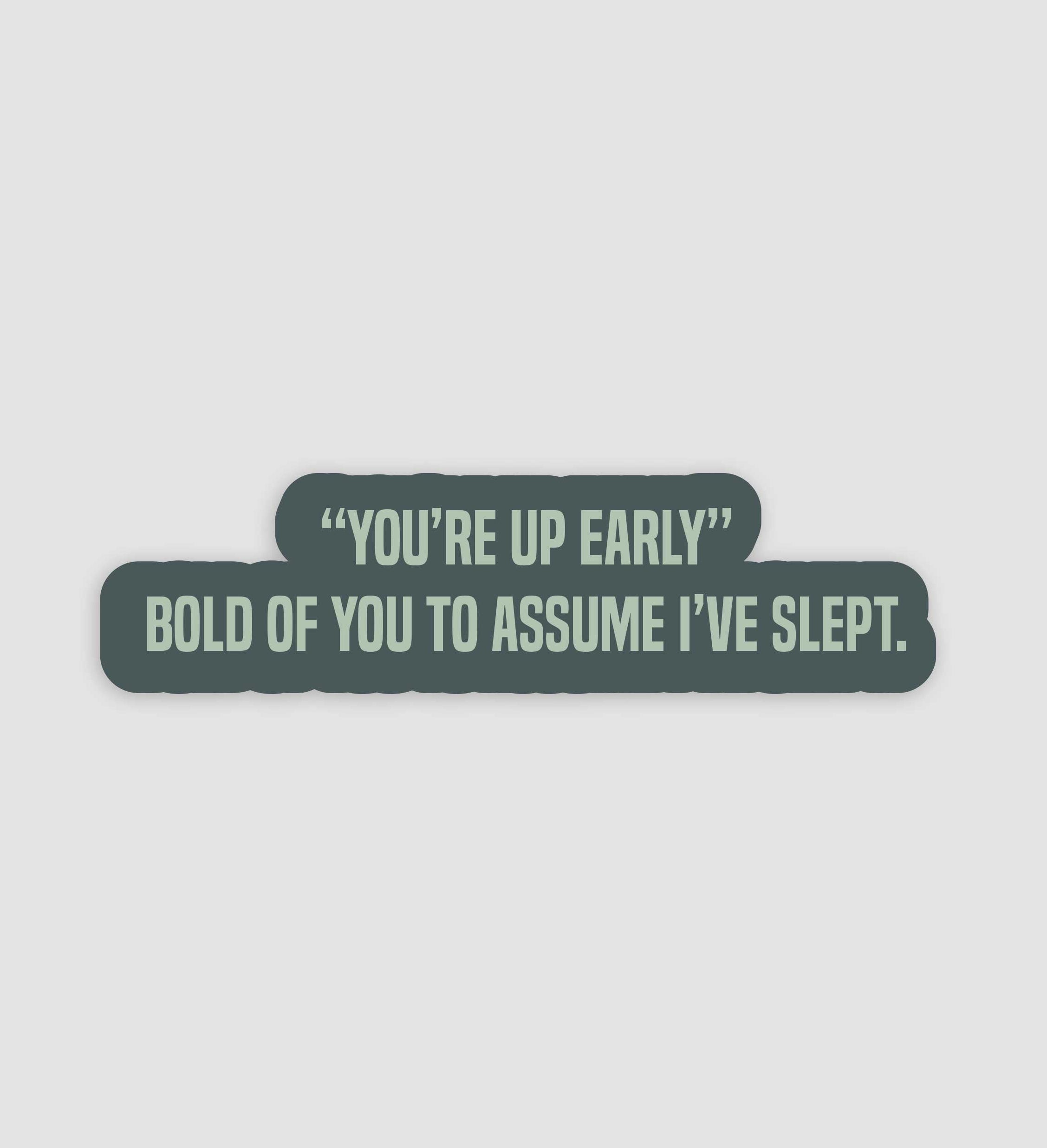 "You're Up Early" Bold Of You To Assume I've Slept Sticker