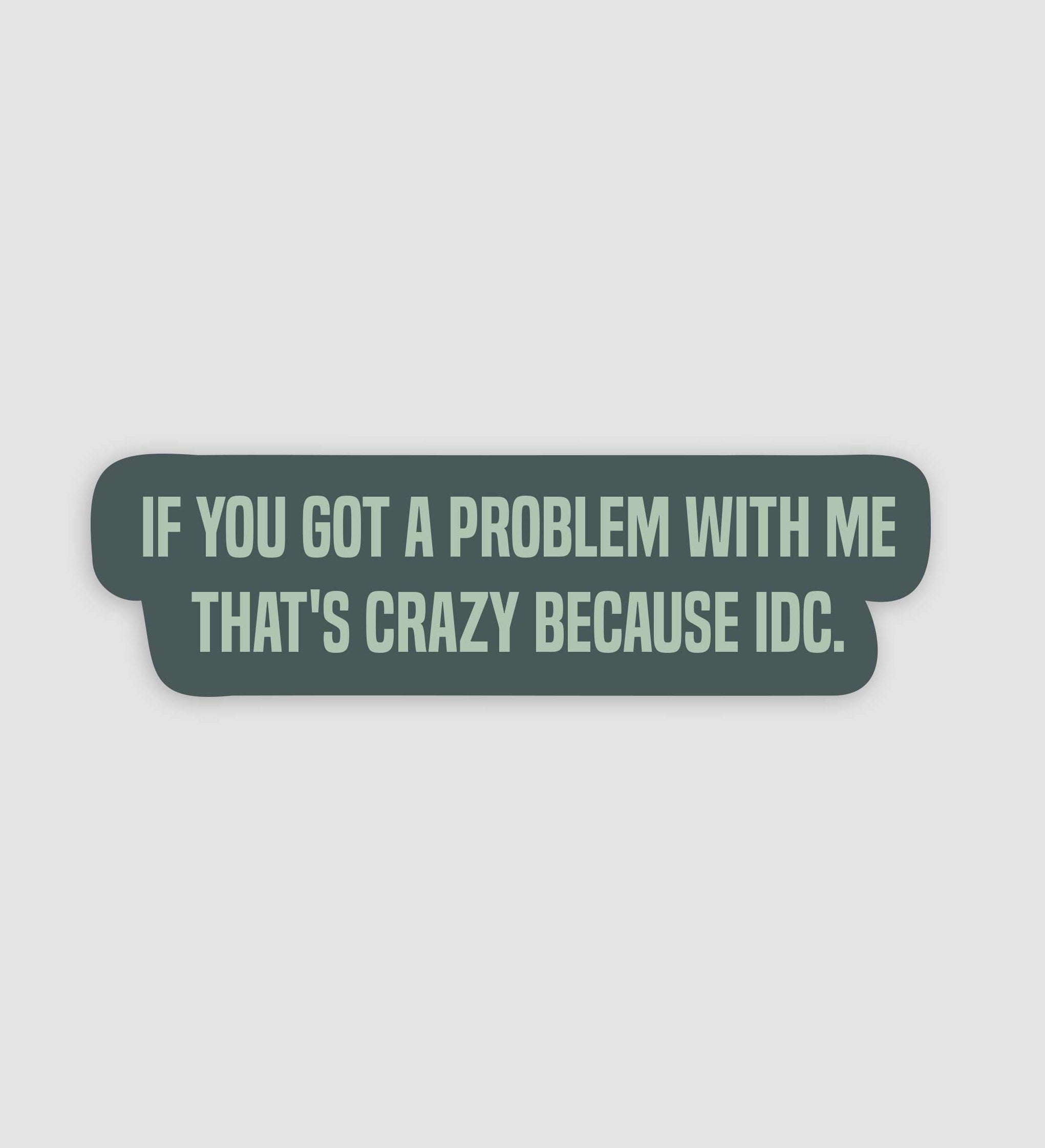 If You Got A Problem With Me That's Crazy Because I Don't Care Sticker