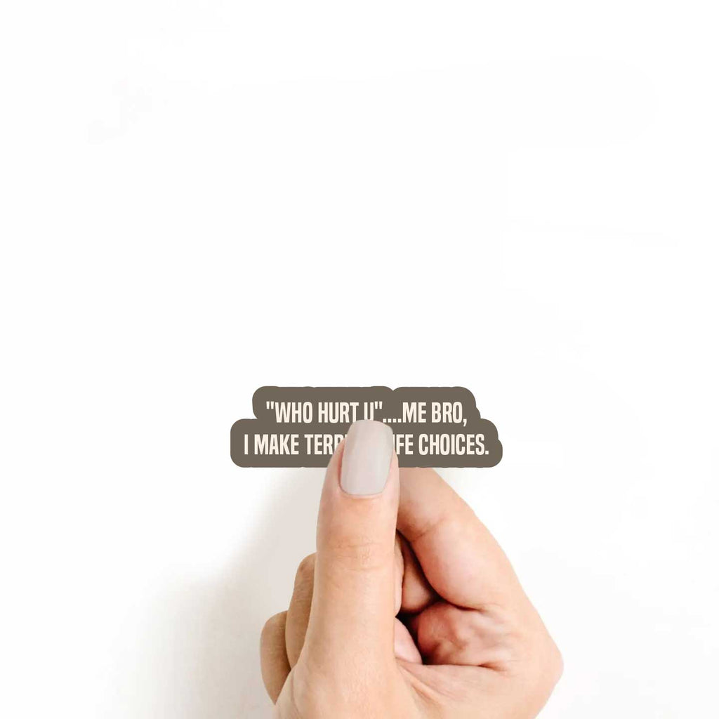 "Who Hurt You" Me Bro, I Make Terrible Life Choices Sticker