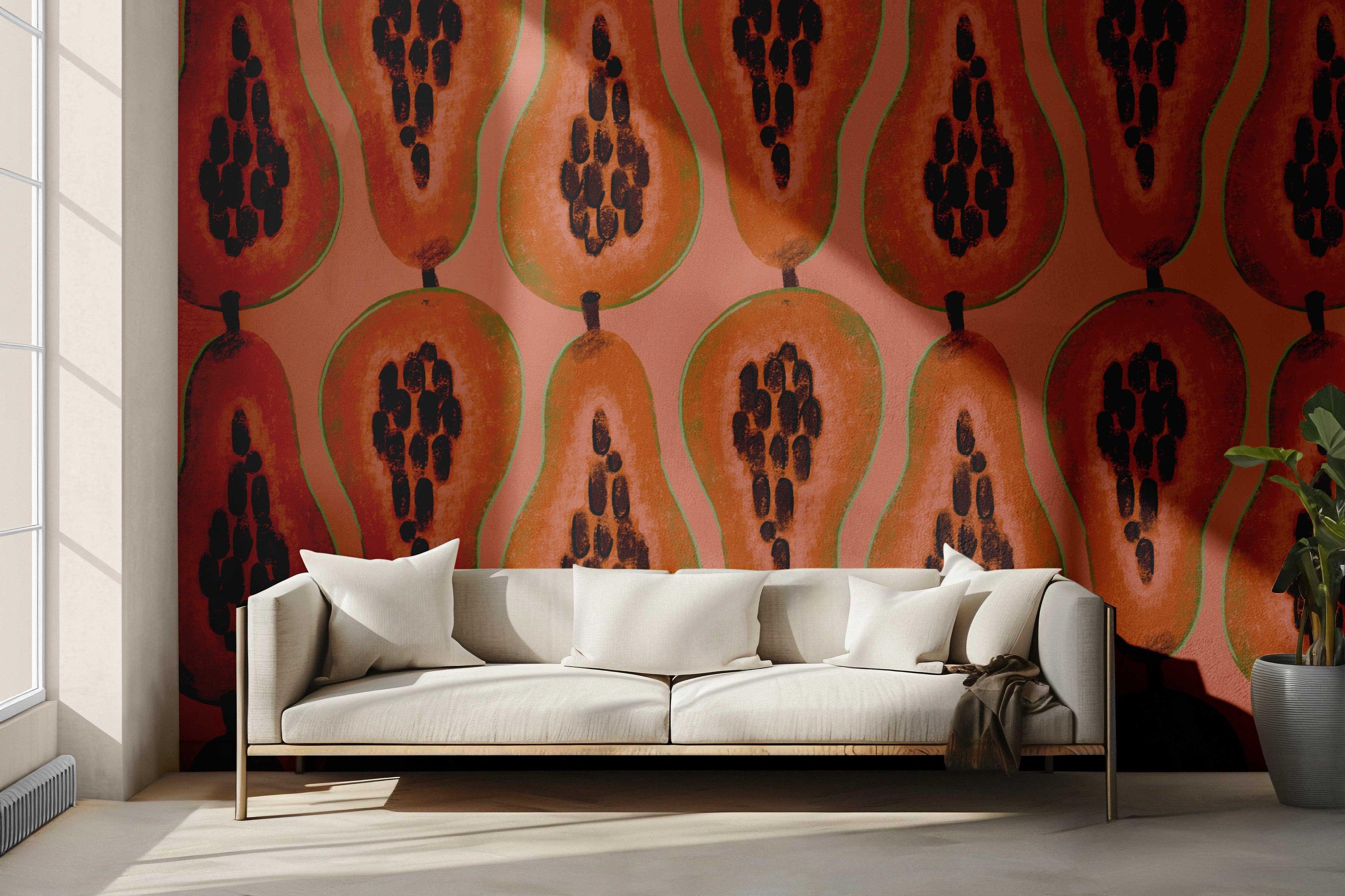 Papaya Peel & Stick Wallpaper