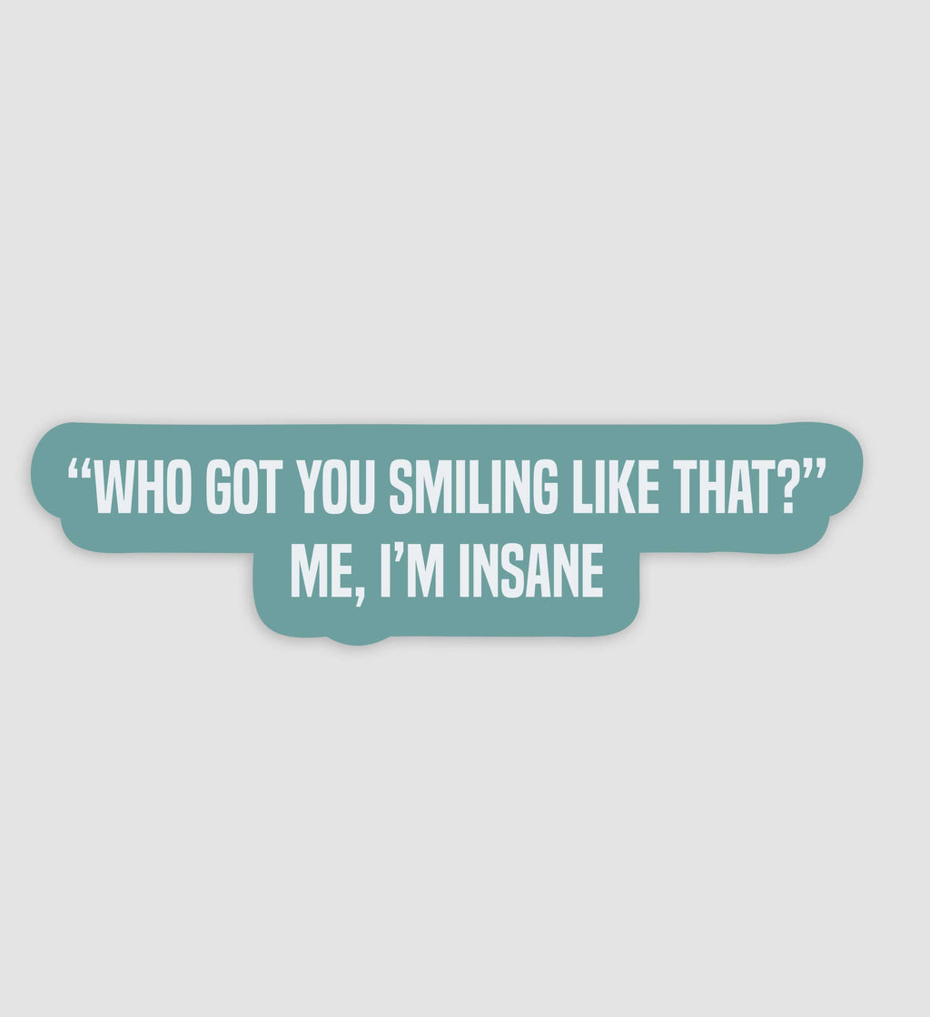 "Who Got You Smiling Like That?" Me, I'm Insane Sticker