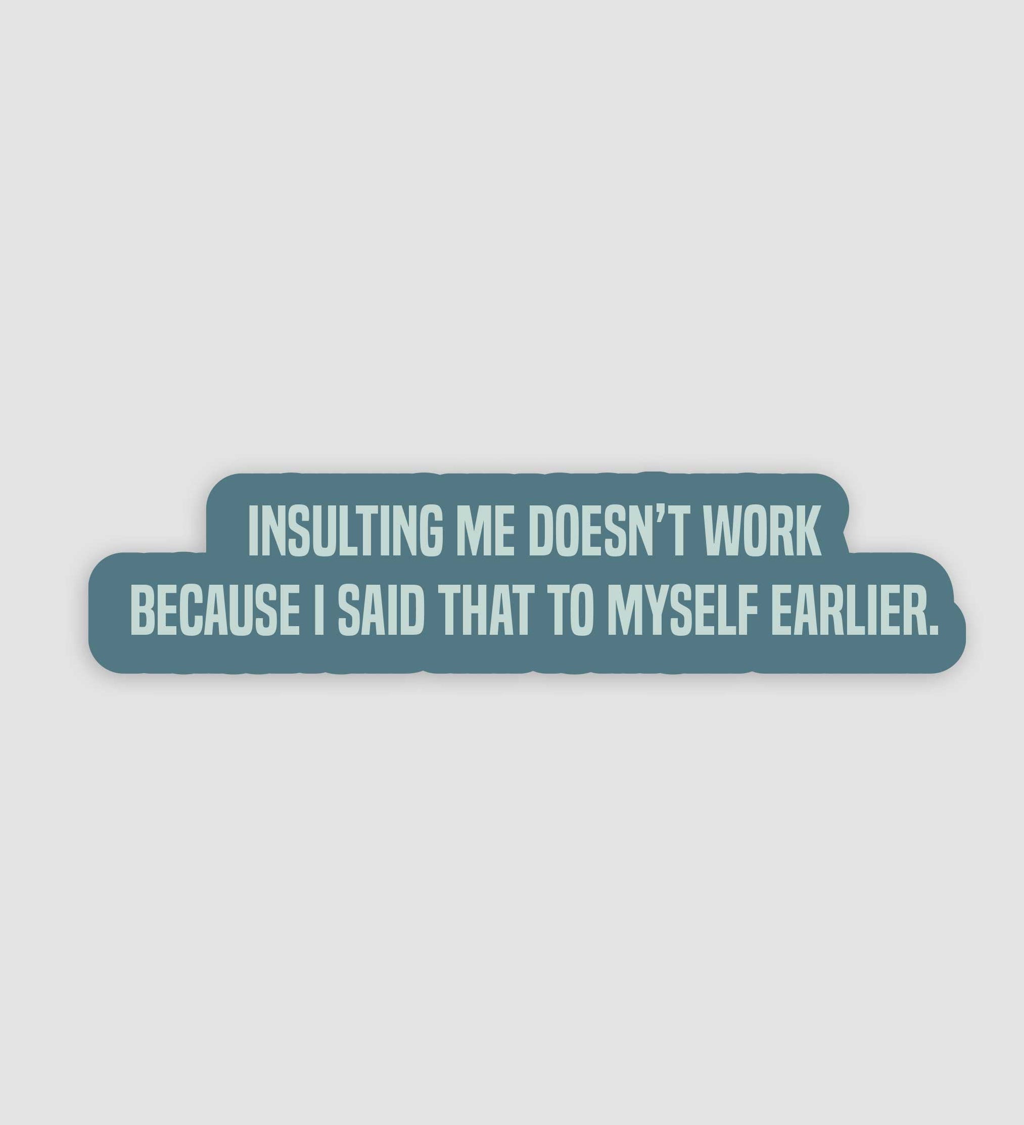 Insulting Me Doesn't Work Because I Said That To Myself Earlier Sticker