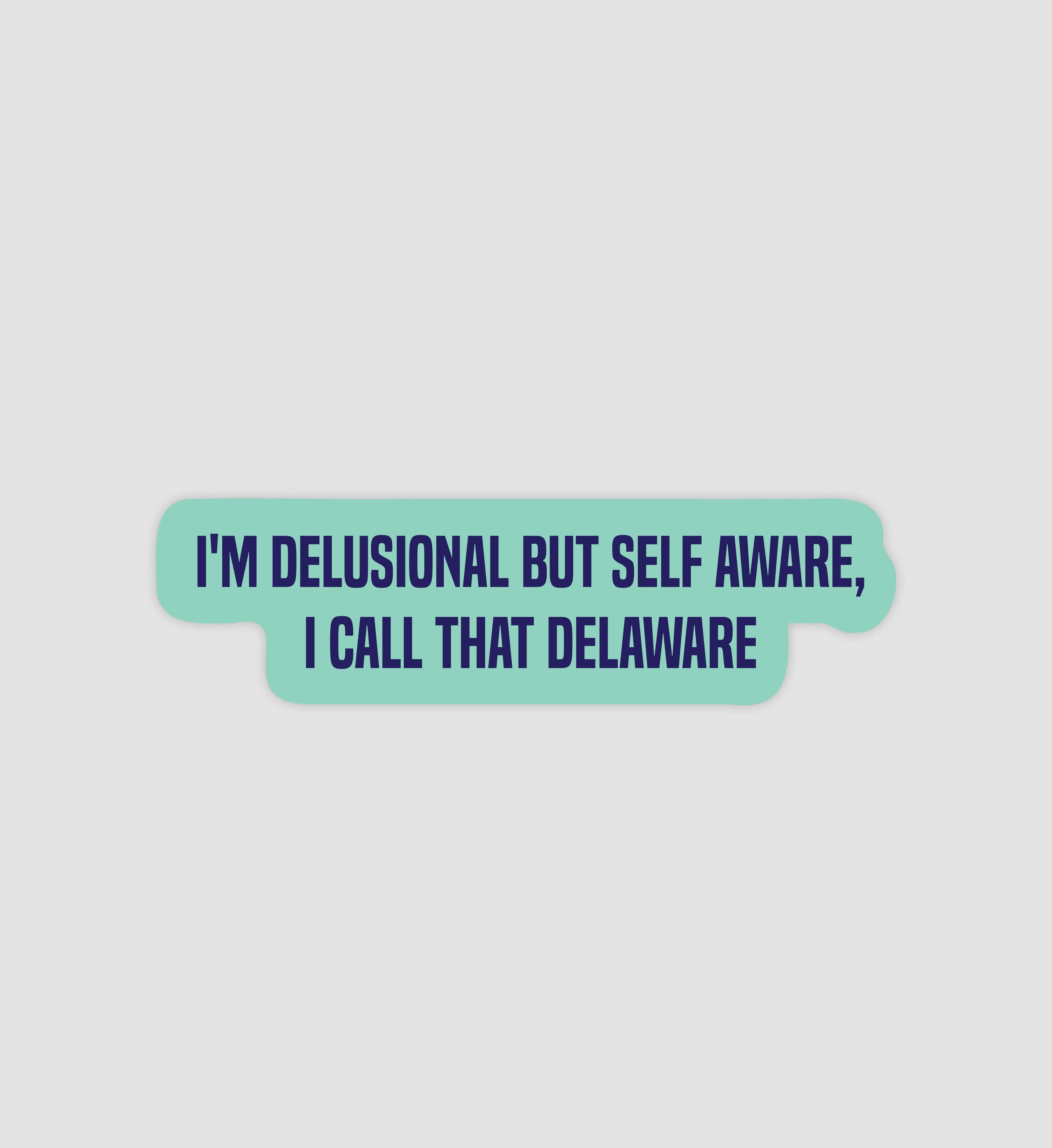 I'm Delusional But Self Aware, I Call That Delaware Sticker