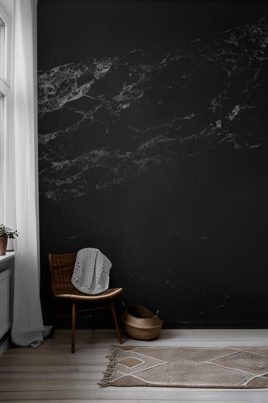 Black Marbled Peel & Stick Wallpaper