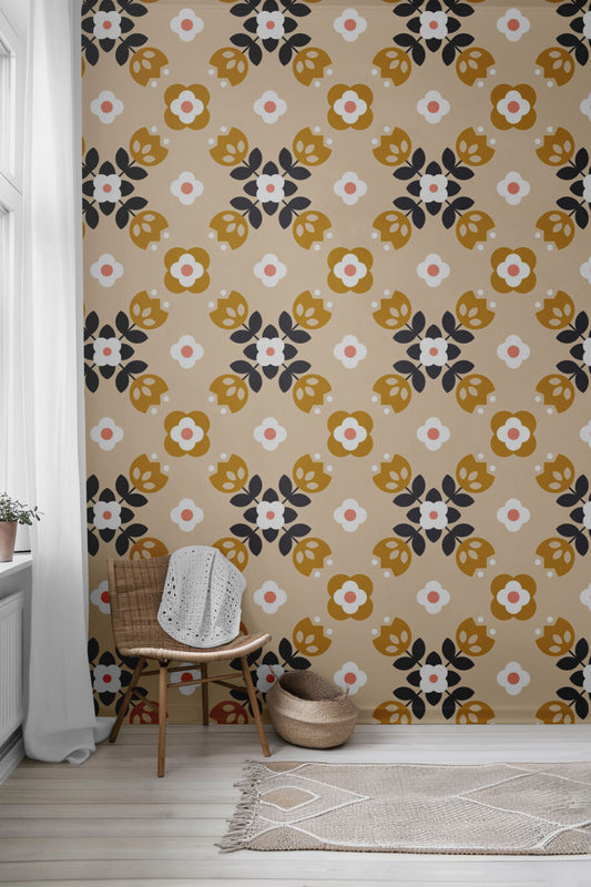 Butterscotch Blooms Peel & Stick Wallpaper