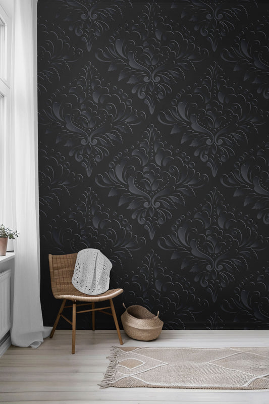 Darkened Damask Peel & Stick Wallpaper