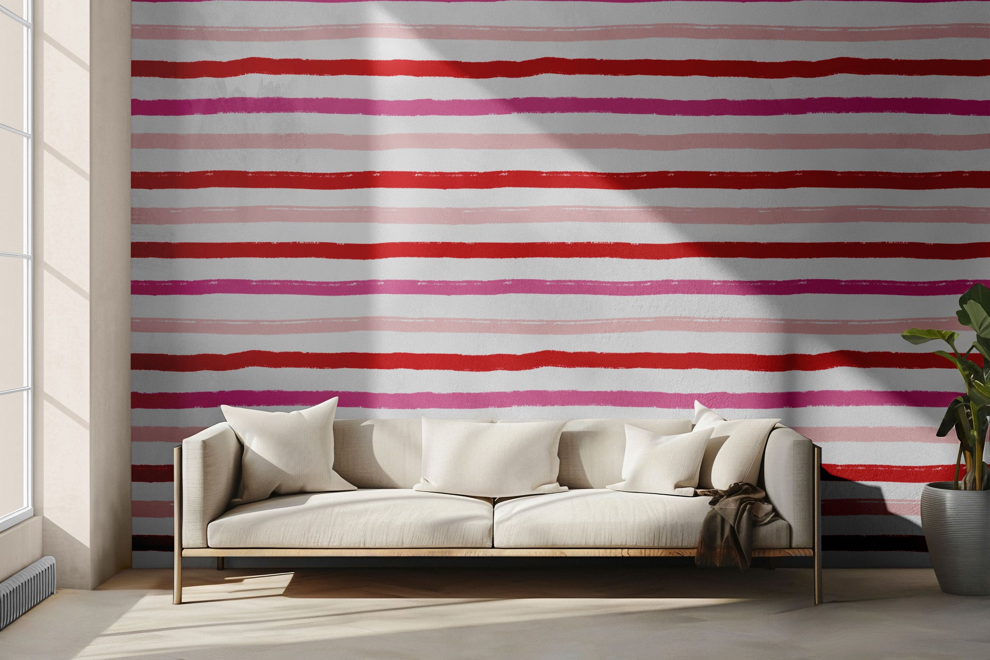 French Rose Stripes Peel & Stick Wallpaper
