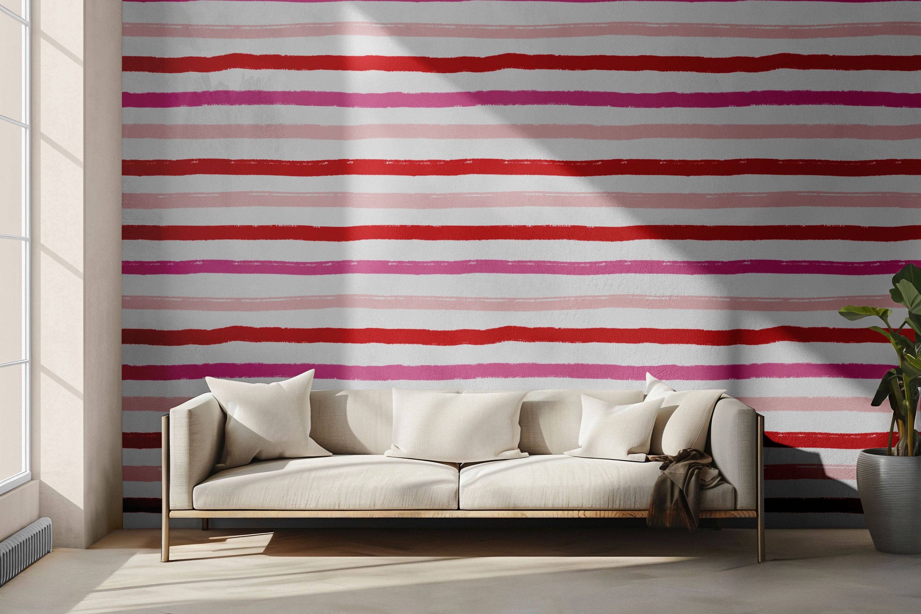 French Rose Stripes Peel & Stick Wallpaper