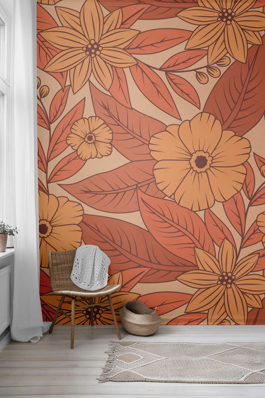 Peach Tropicana Peel & Stick Wallpaper
