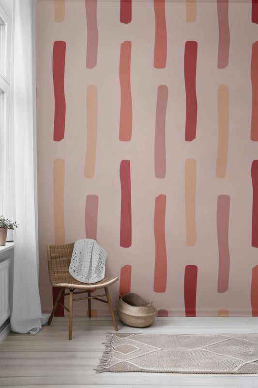 Pink Clay Stripes Peel & Stick Wallpaper