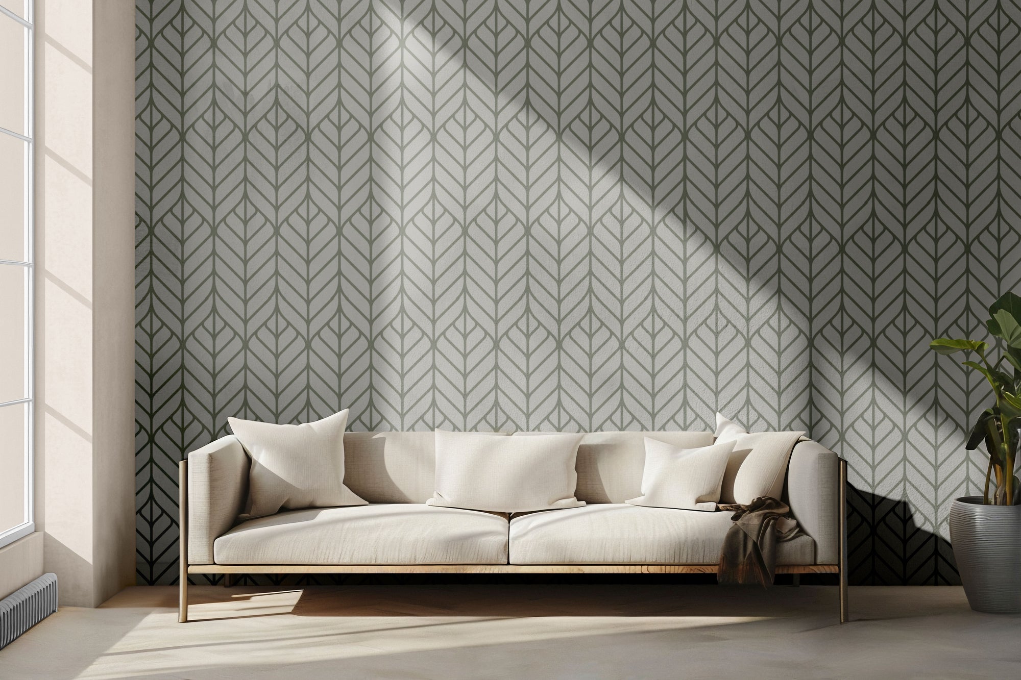 Sage Geoleaves Peel & Stick Wallpaper