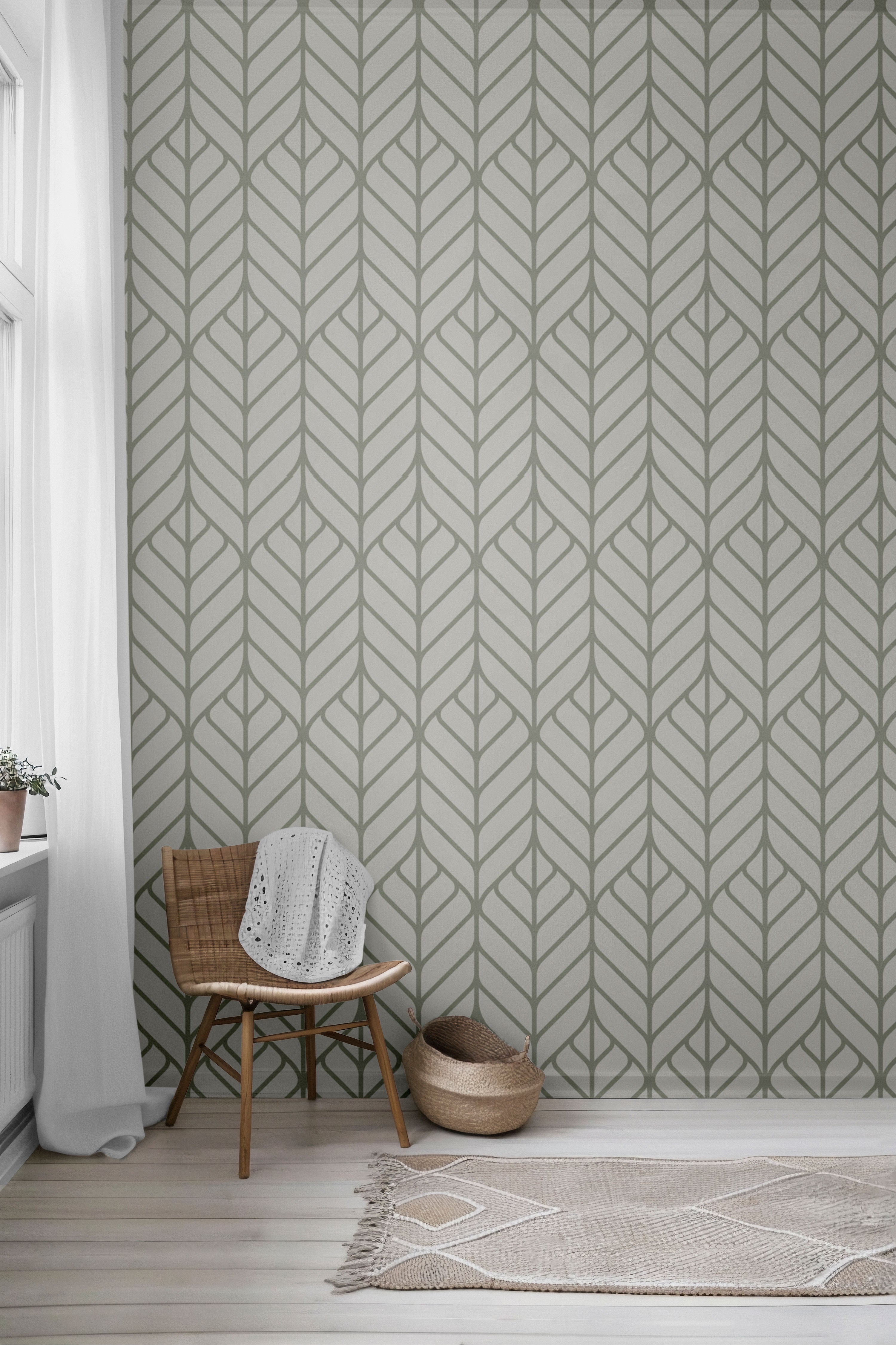 Sage Geoleaves Peel & Stick Wallpaper