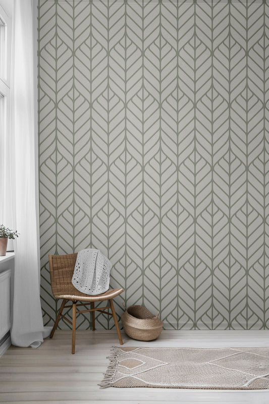 Sage Geoleaves Peel & Stick Wallpaper