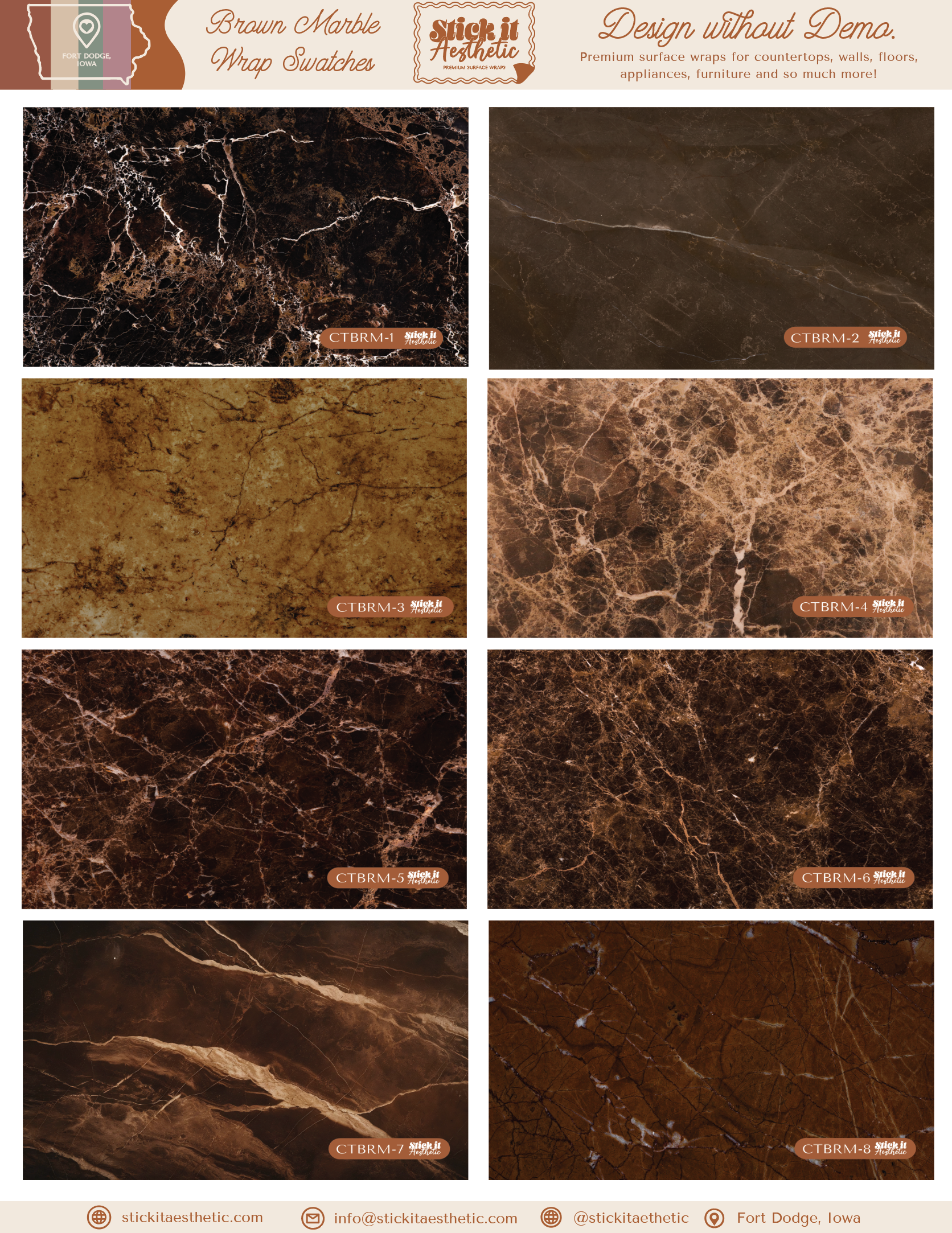 Countertop Wrap Sample Sheets