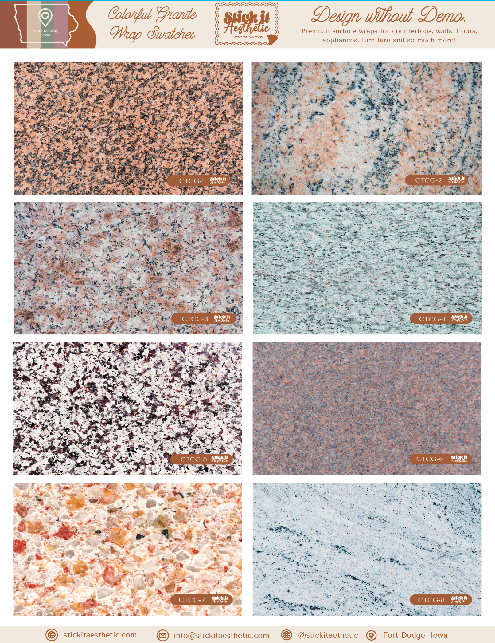 Countertop Wrap Sample Sheets
