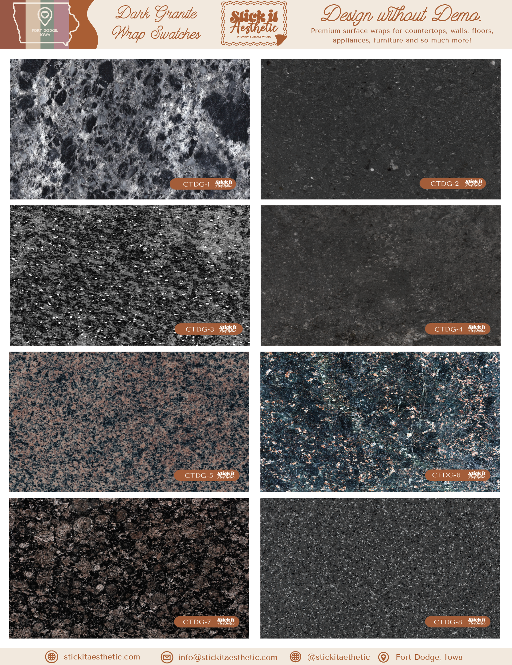 Countertop Wrap Sample Sheets