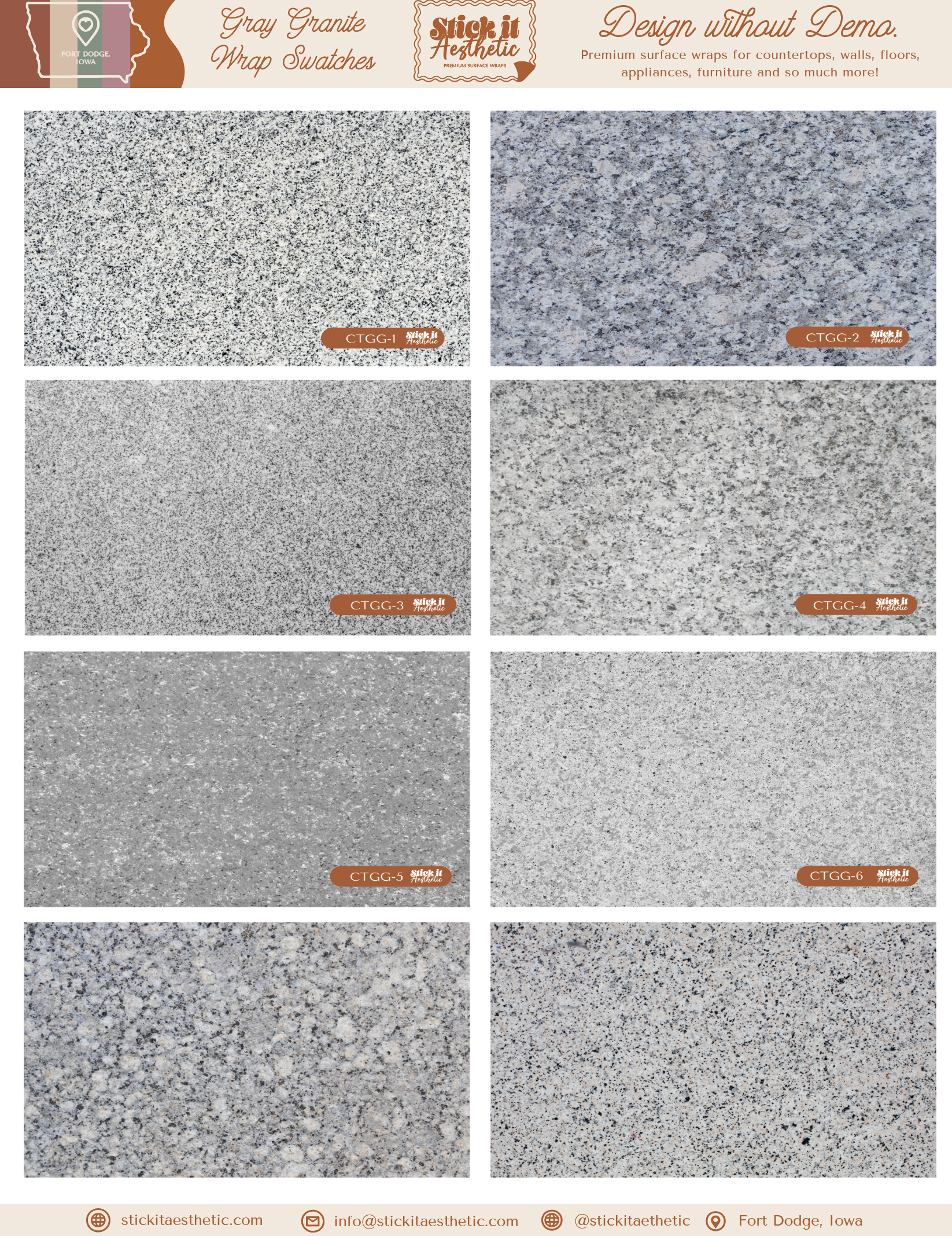 Countertop Wrap Sample Sheets