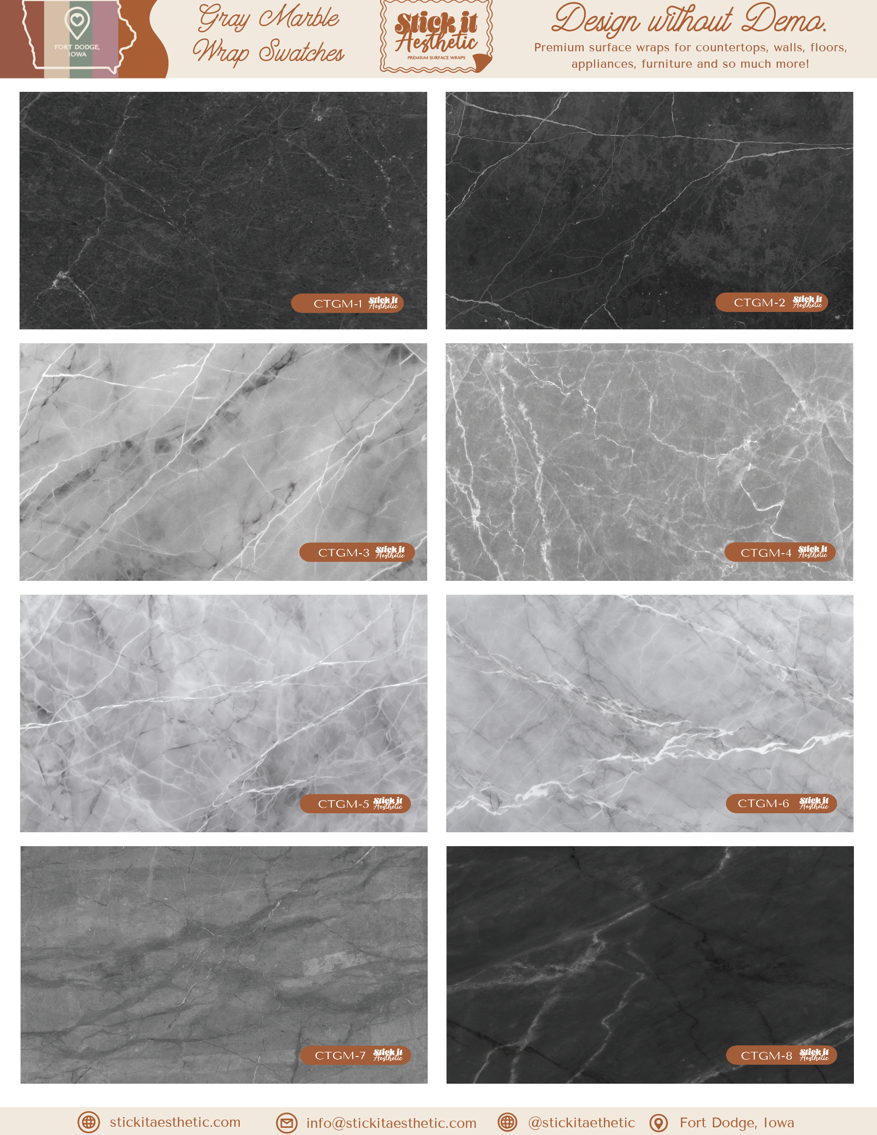 Countertop Wrap Sample Sheets