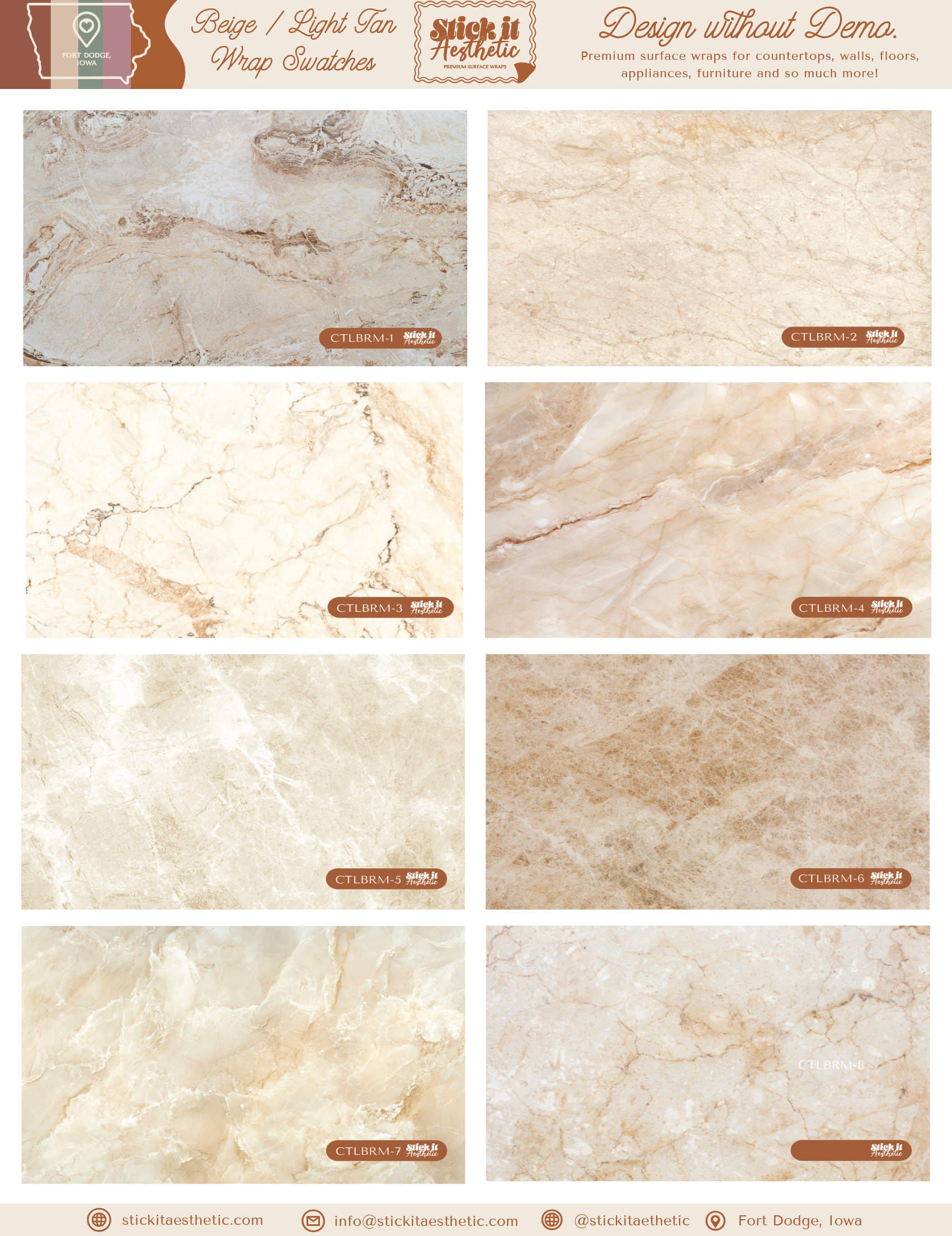 Countertop Wrap Sample Sheets