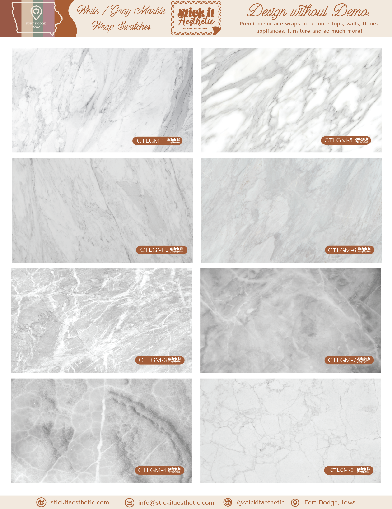 Countertop Wrap Sample Sheets