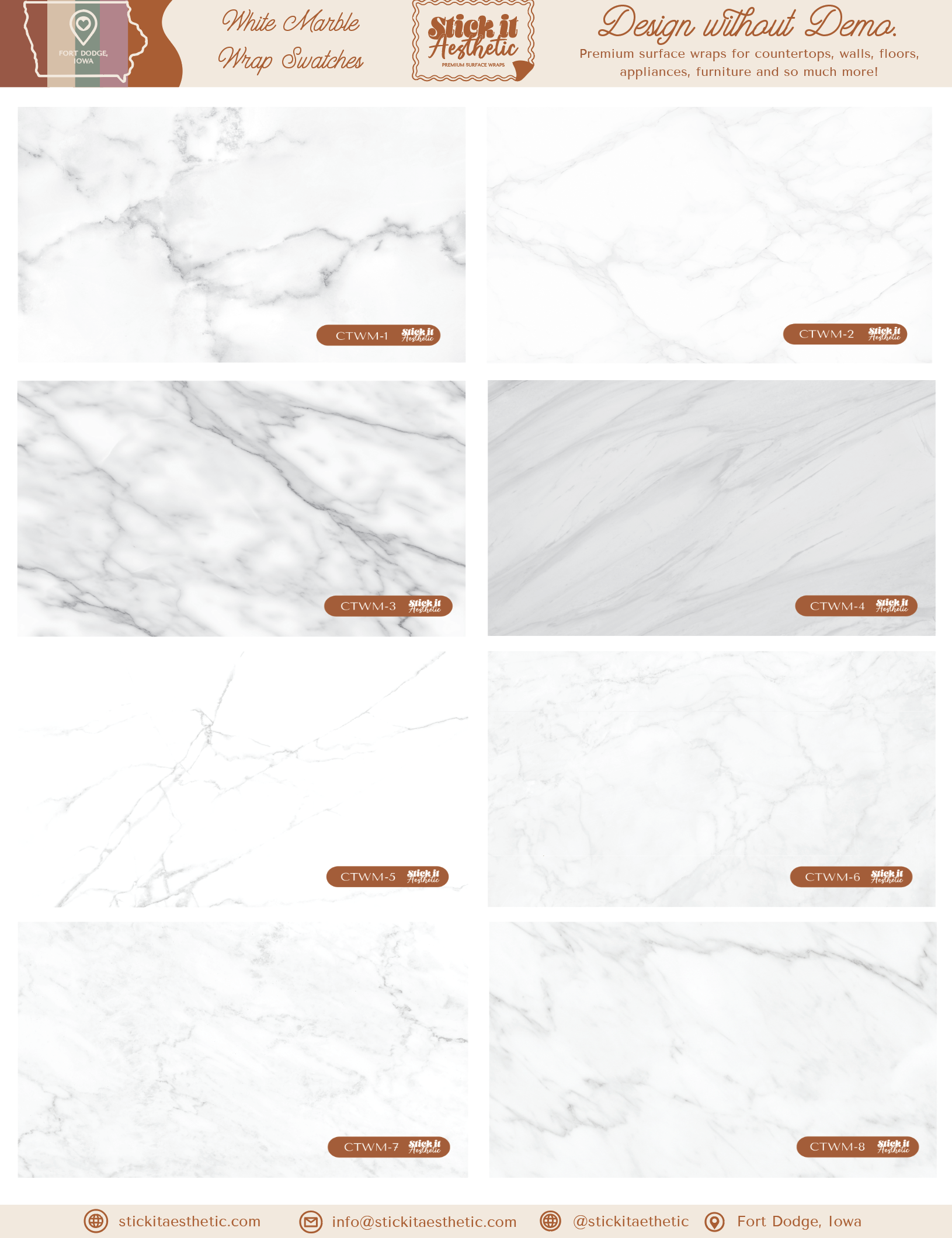 Countertop Wrap Sample Sheets