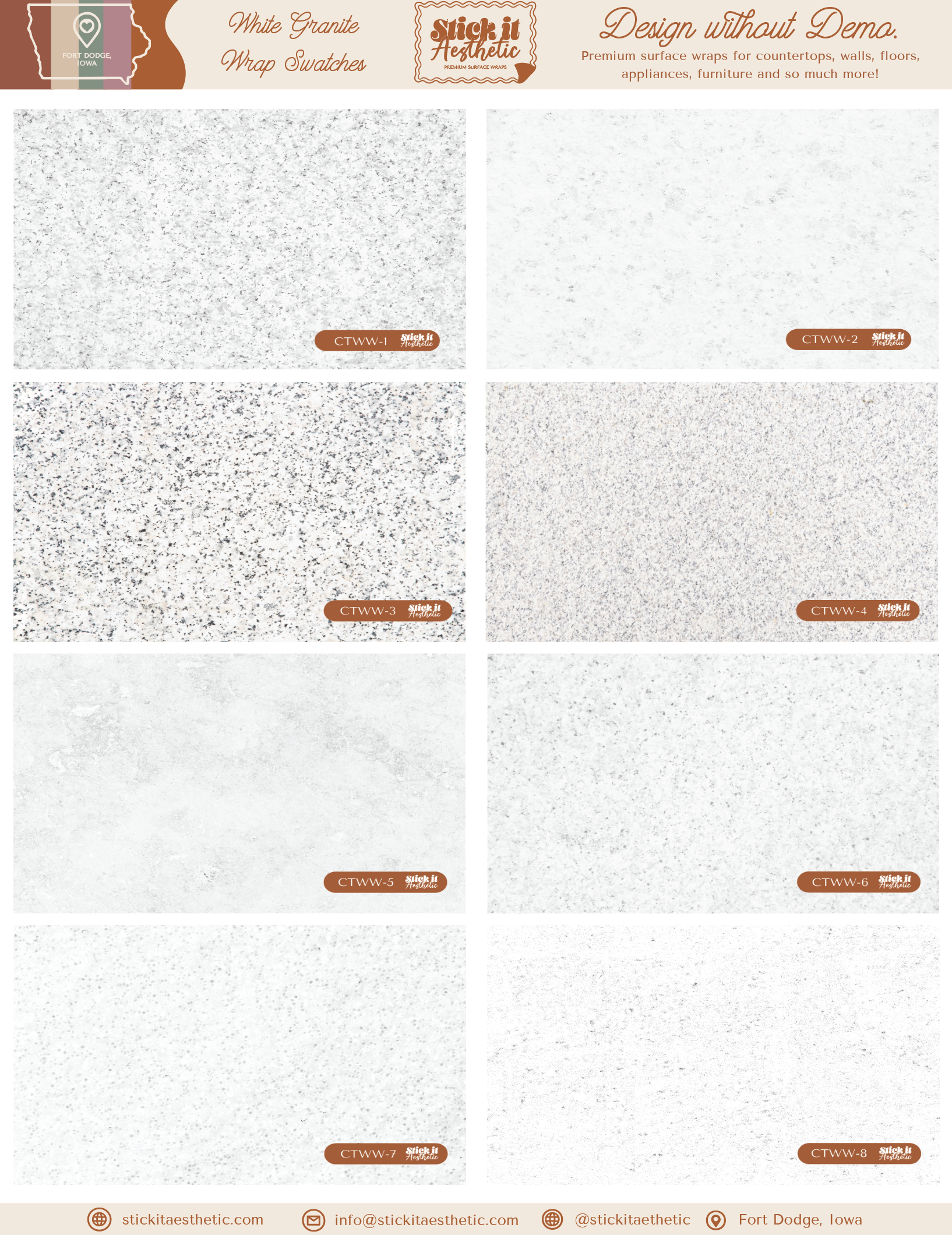 Countertop Wrap Sample Sheets