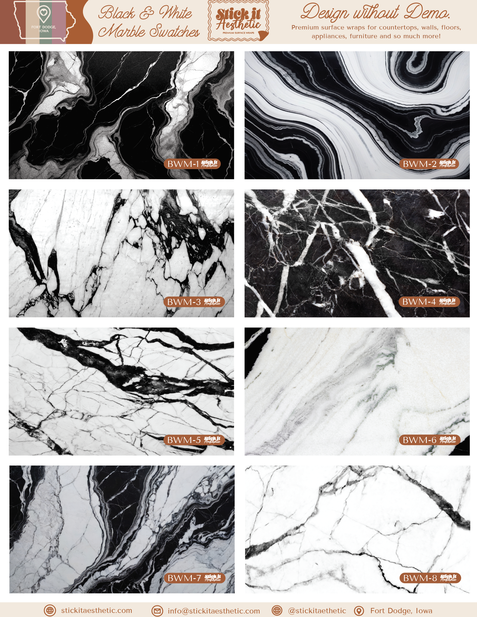 Countertop Wrap Sample Sheets