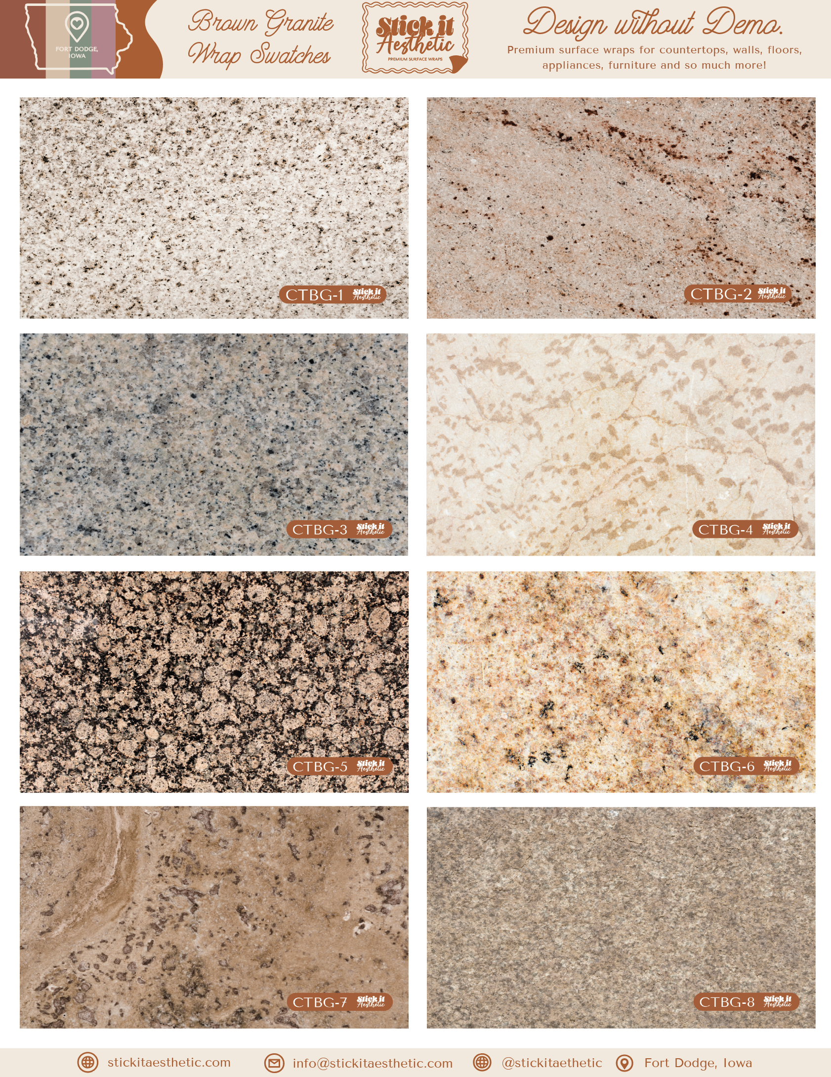 Countertop Wrap Sample Sheets