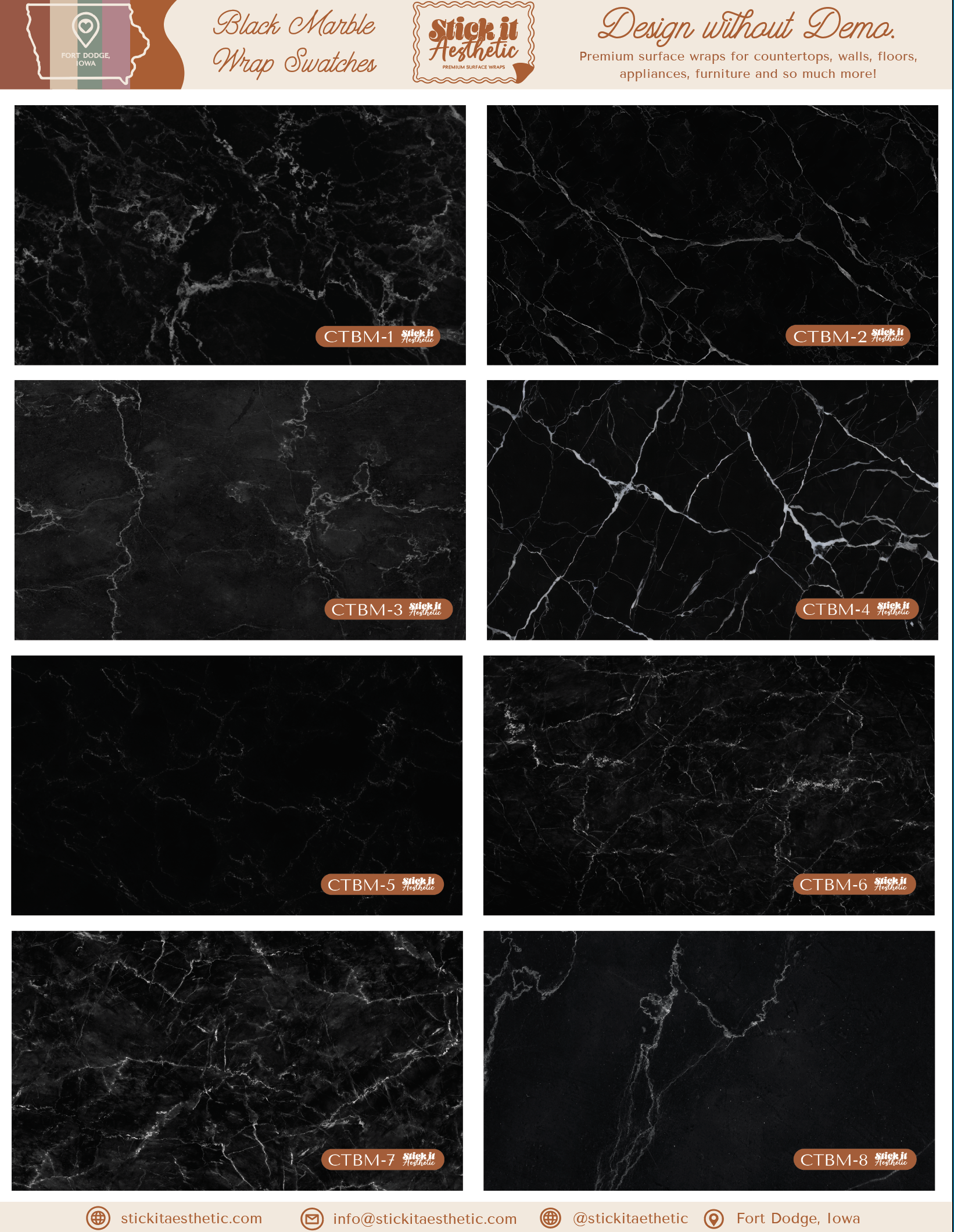 Countertop Wrap Sample Sheets