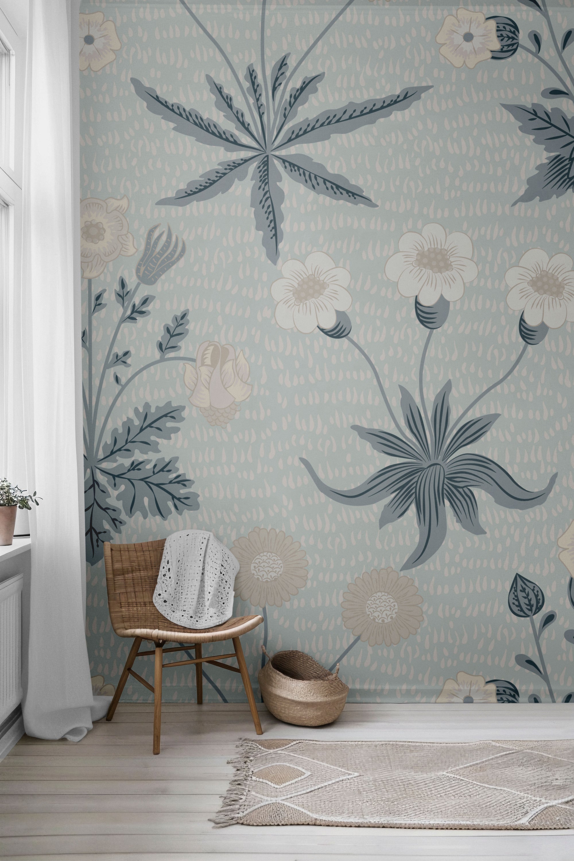 Floral Blues Peel & Stick Wallpaper