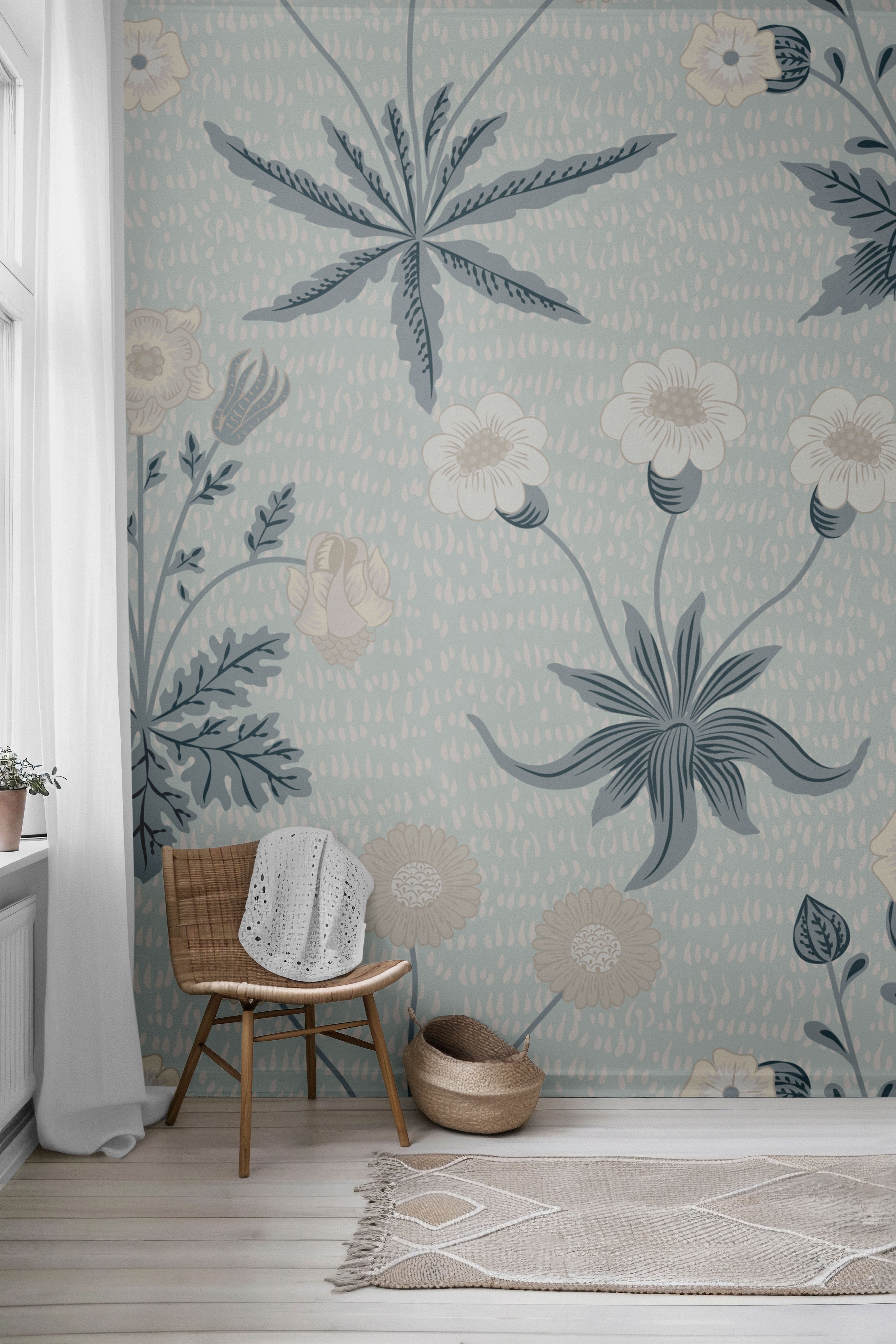 Floral Blues Peel & Stick Wallpaper