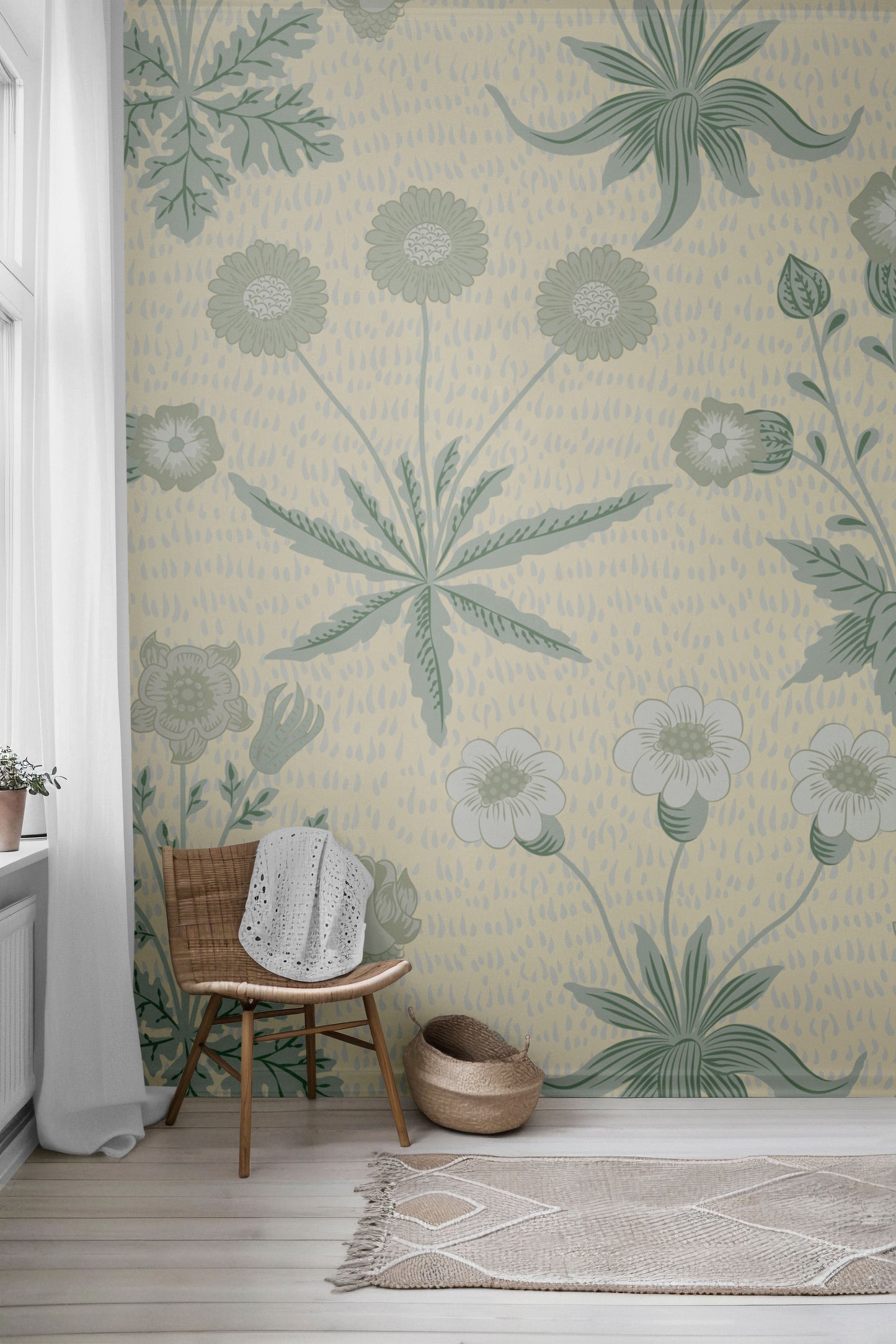Floral Pistachio Peel & Stick Wallpaper