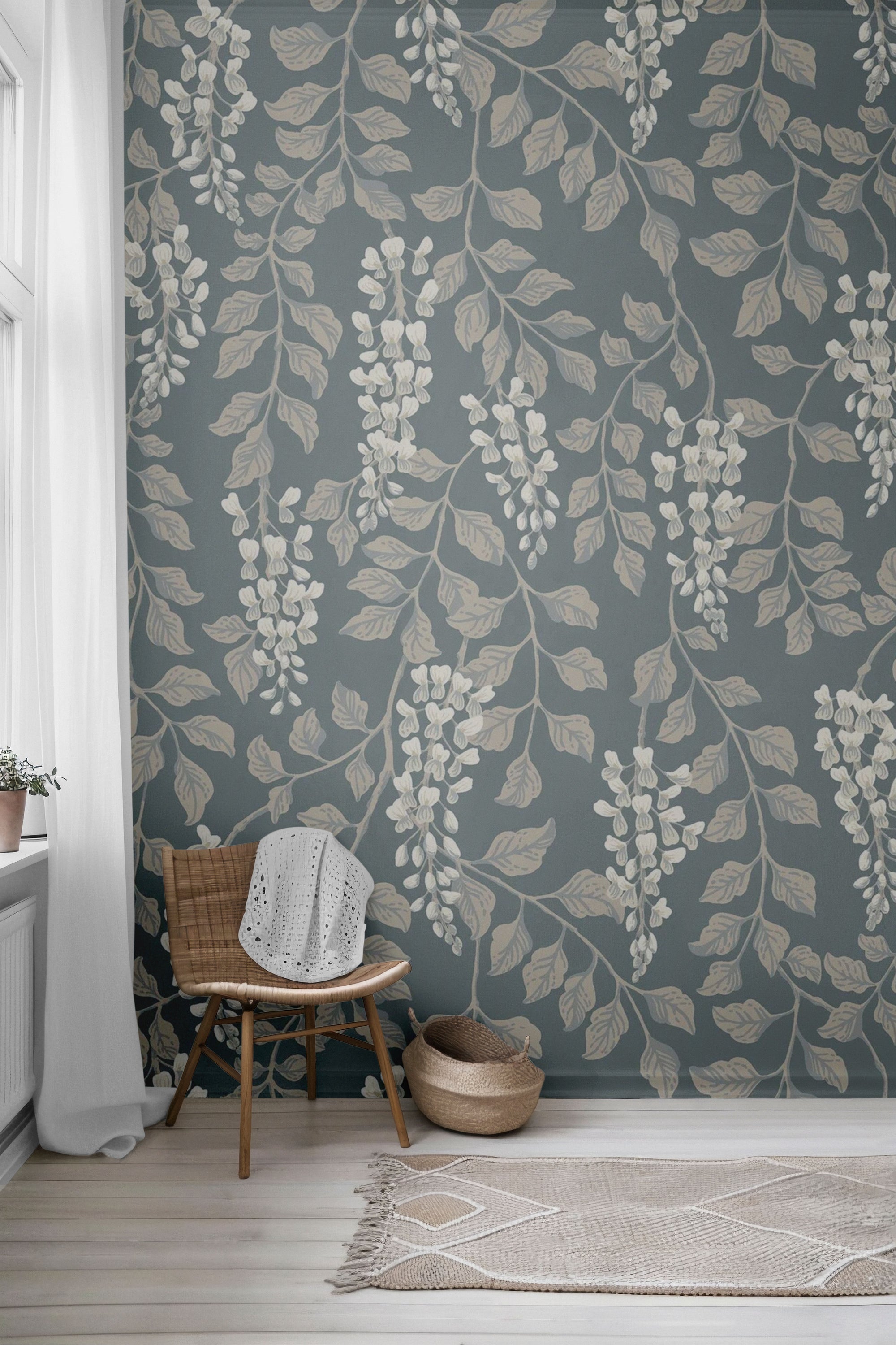 Chambray Blooms Peel & Stick Wallpaper