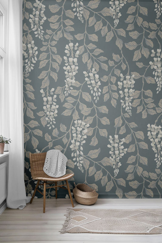 Chambray Blooms Peel & Stick Wallpaper