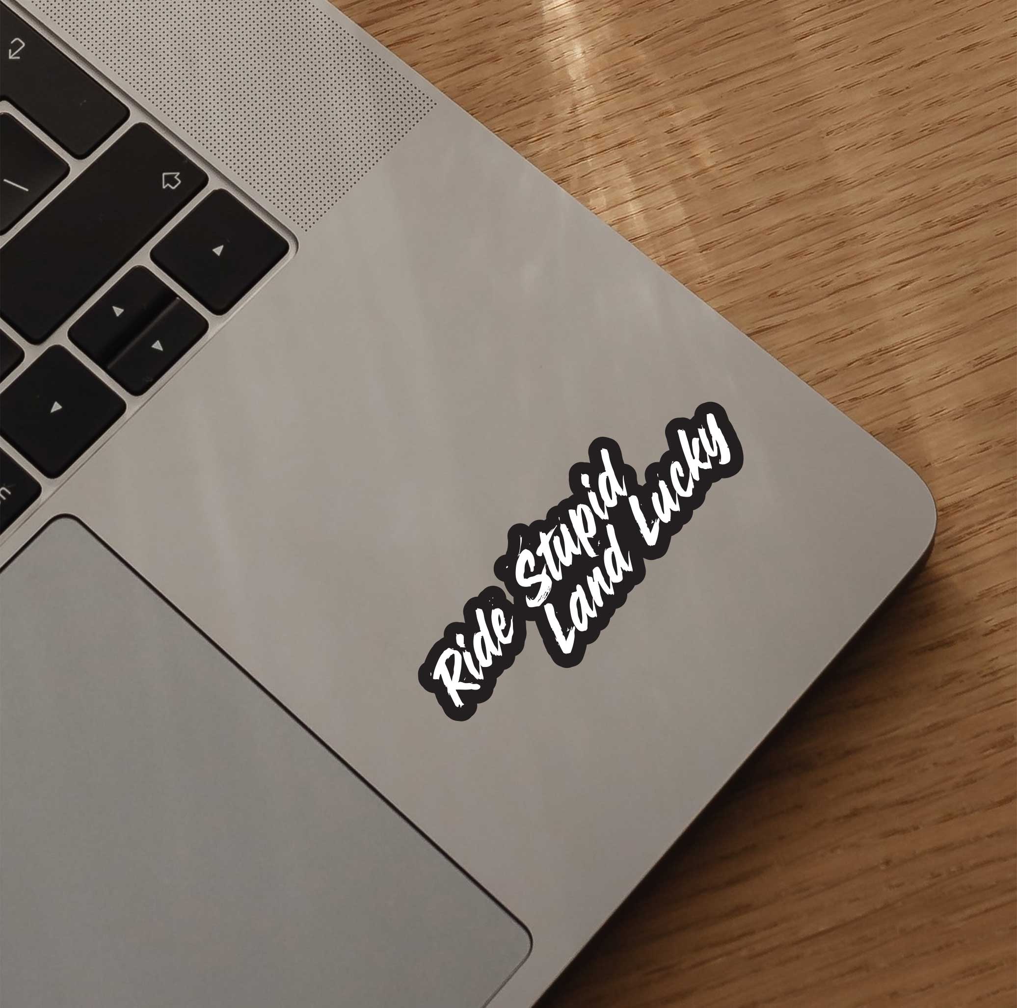 Ride Stupid Land Lucky Sticker