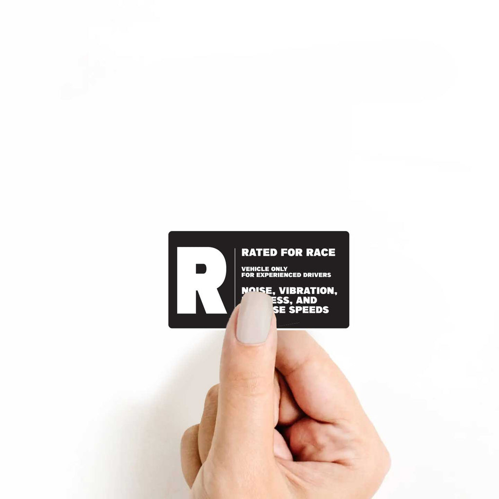 R Rated For Race Sticker
