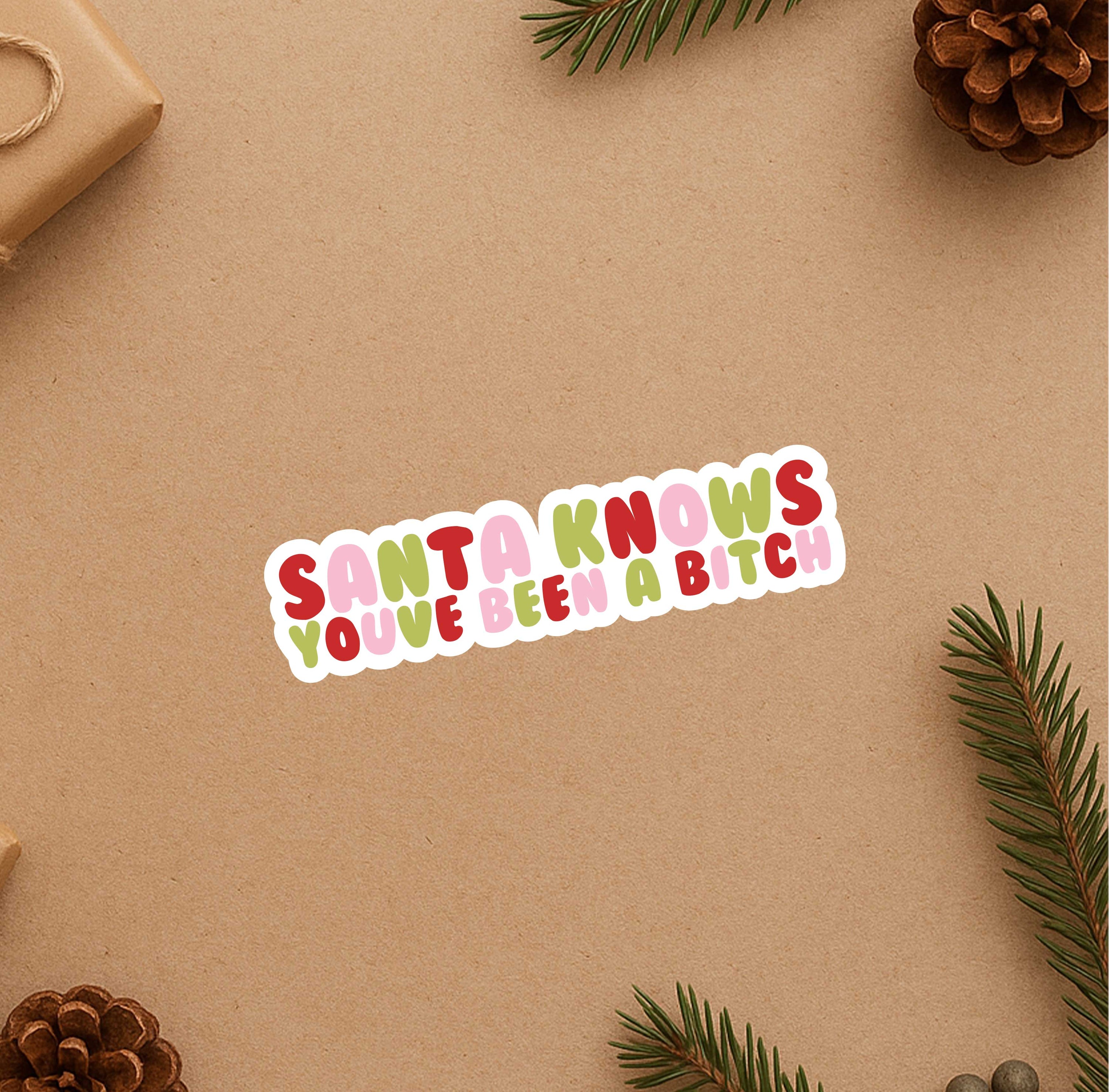 Santa Knows You've Been A Bitch Sticker