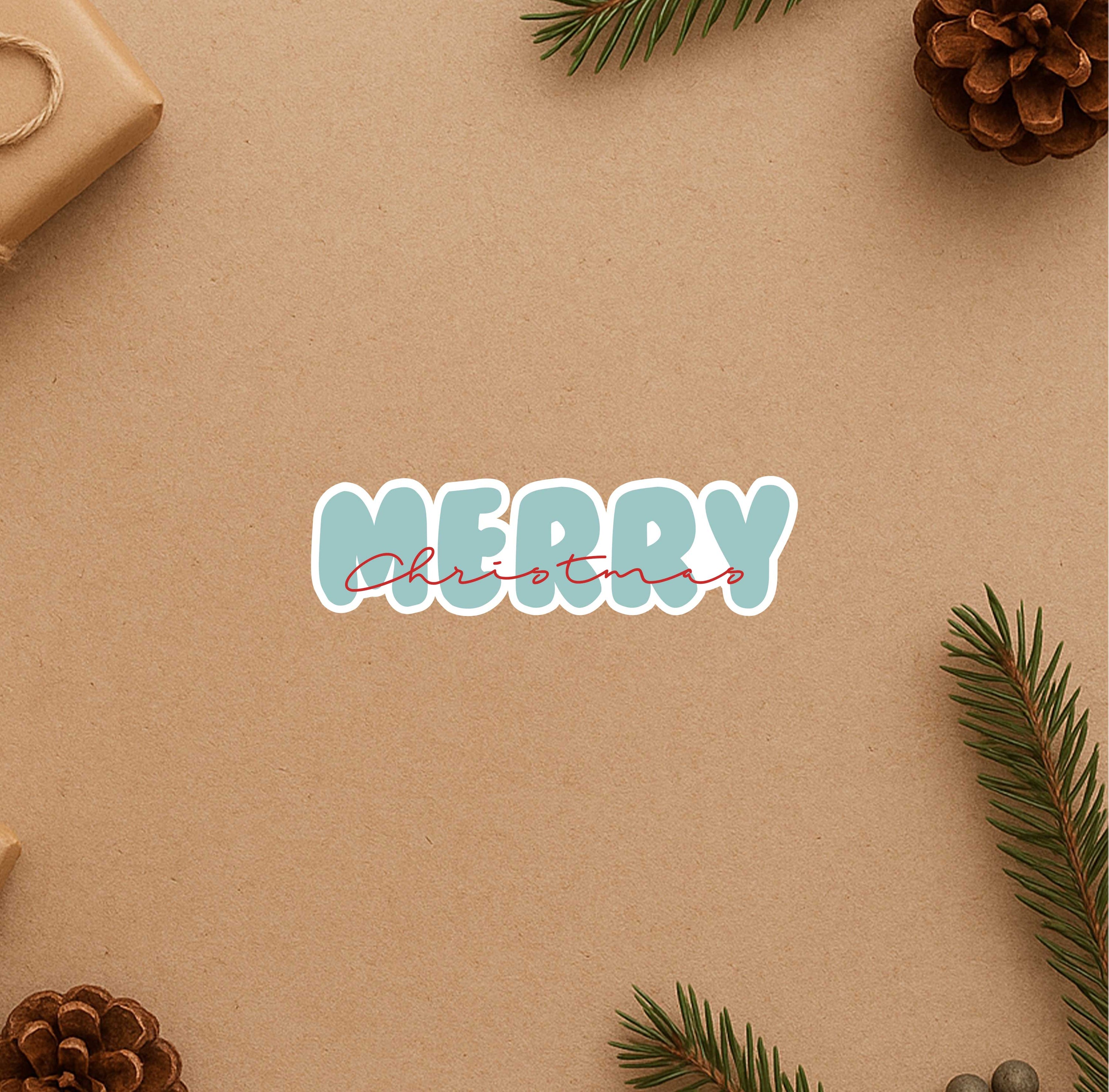 Blue Merry Christmas Sticker