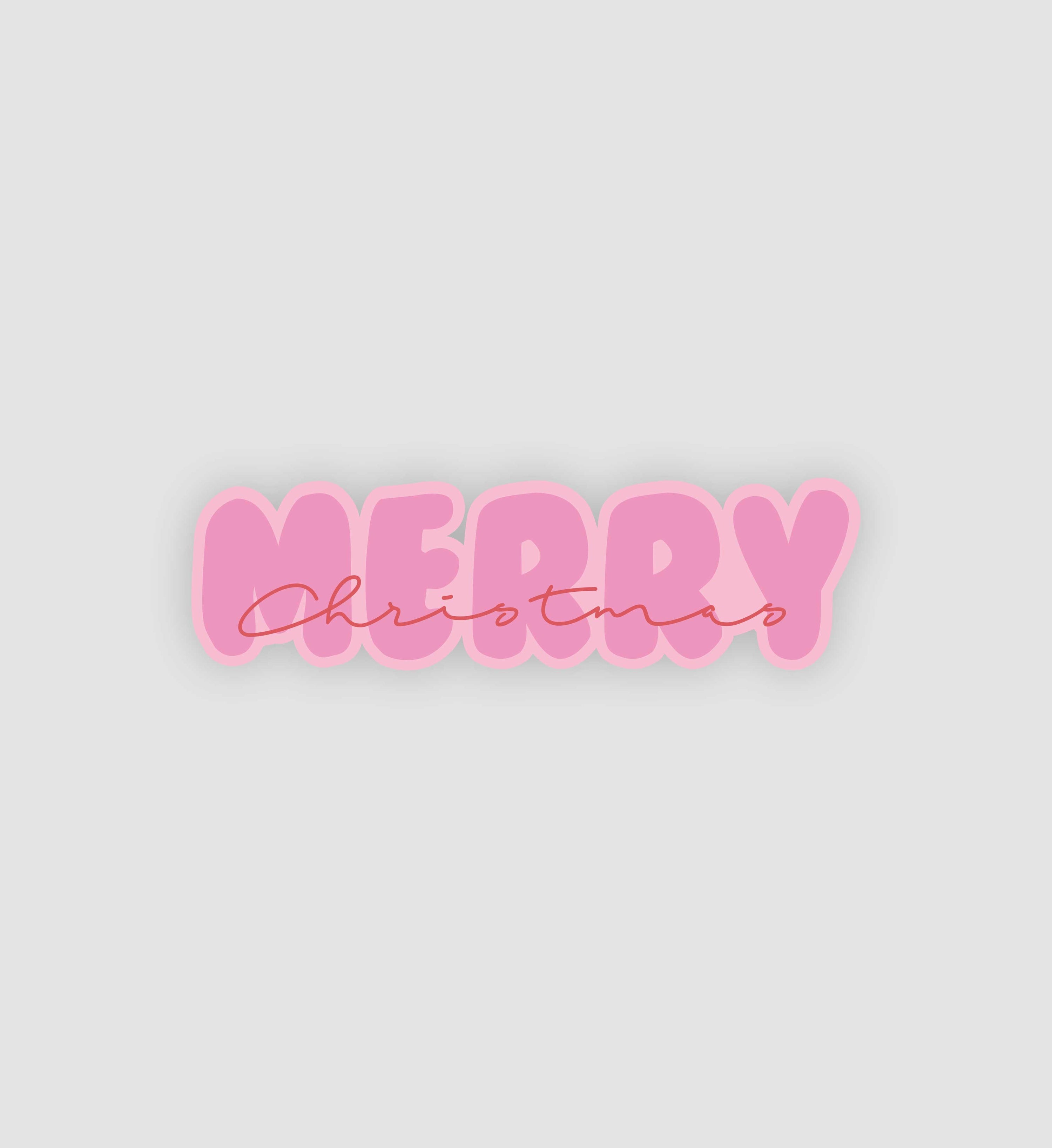 Pink Merry Christmas Sticker