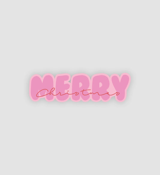 Pink Merry Christmas Sticker